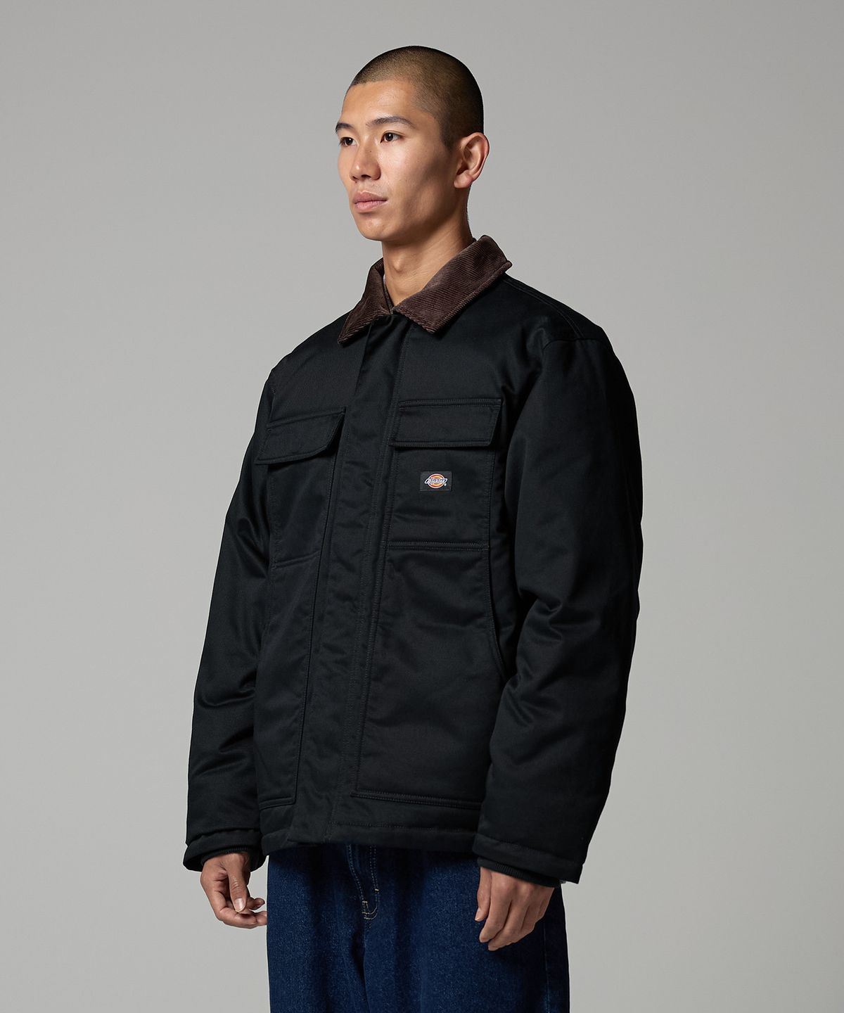 디키즈(DICKIES) 아이젠하워 코듀로이 카라 패디드 재킷 Black