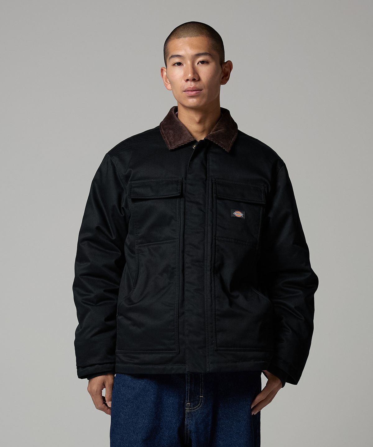 디키즈(DICKIES) 아이젠하워 코듀로이 카라 패디드 재킷 Black