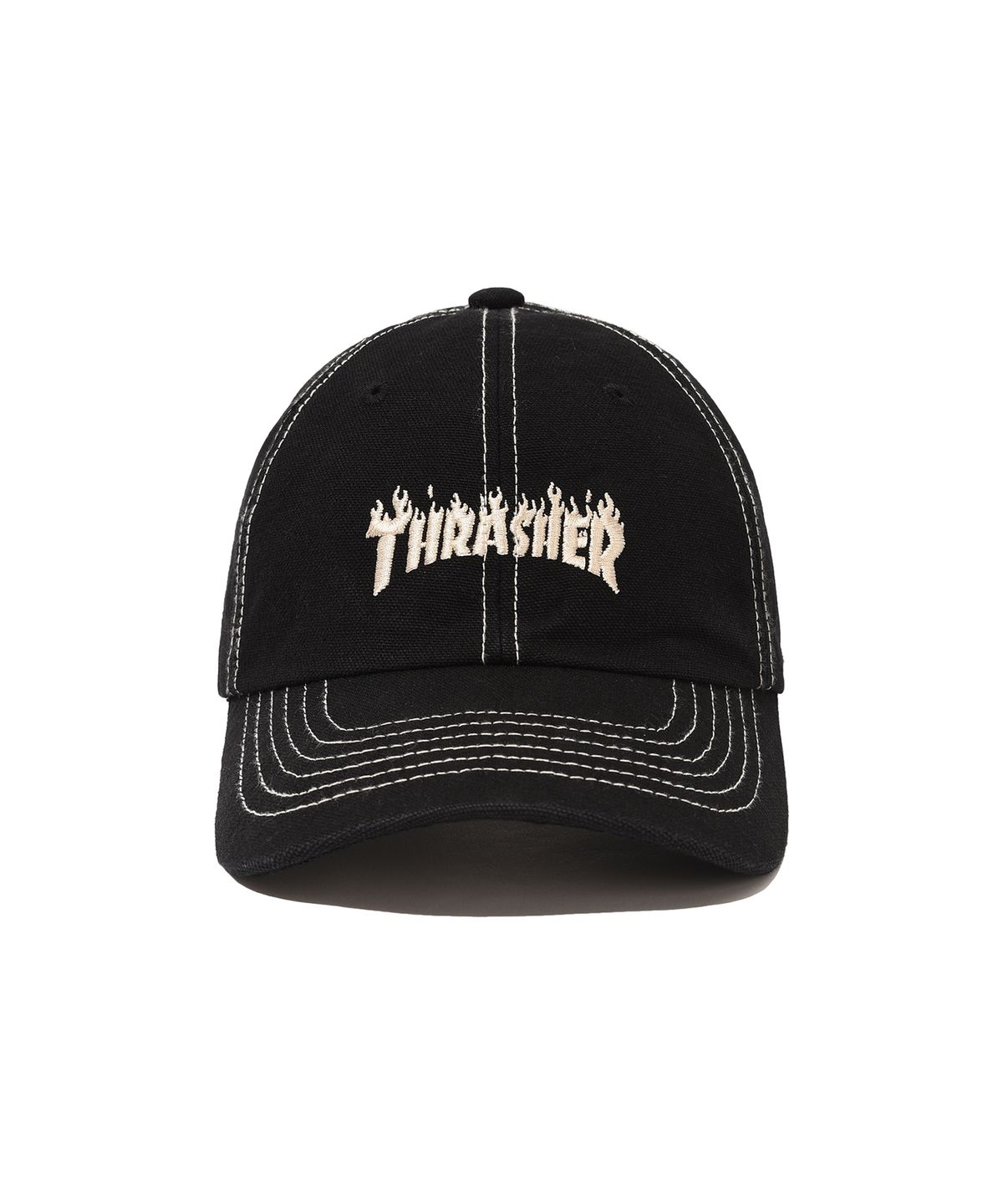 트레셔(THRASHER) 플레임 스티치 로고 볼캡 블랙