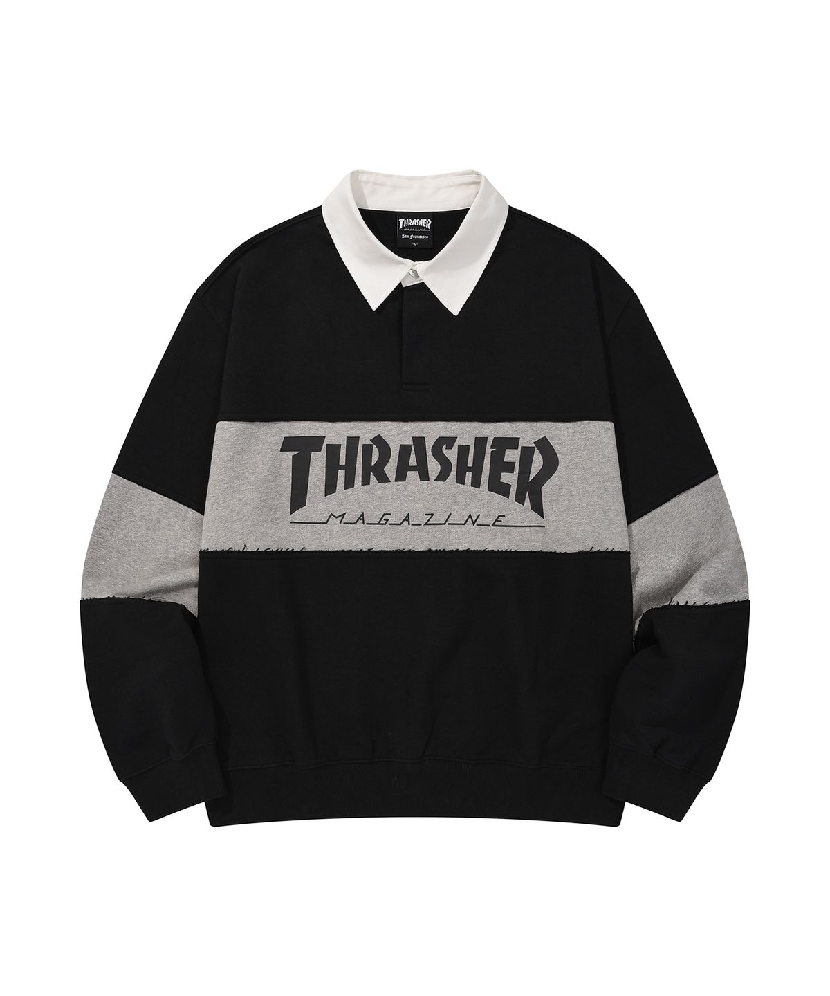 트레셔(THRASHER) 매거진 럭비 맨투맨 블랙