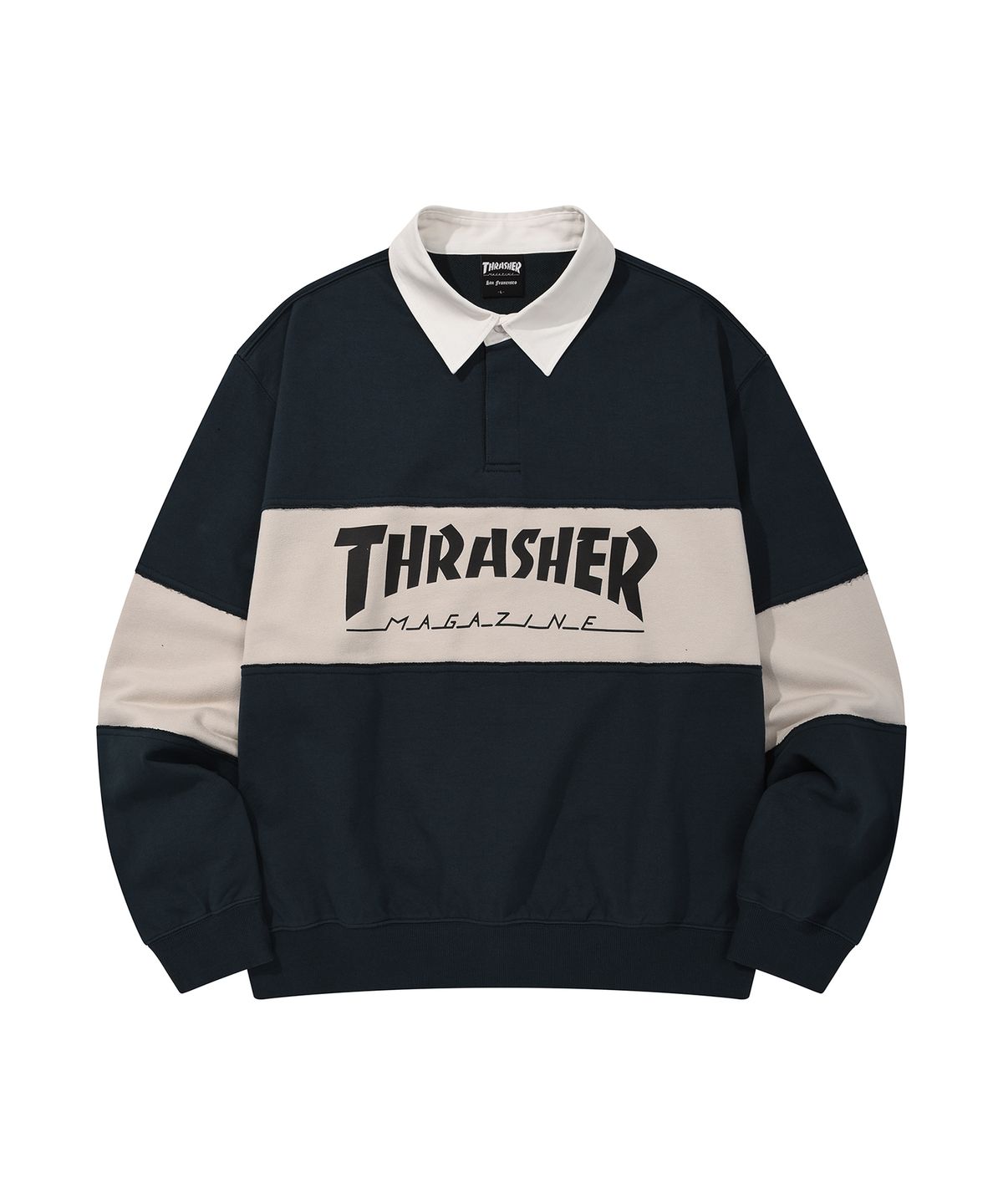 트레셔(THRASHER) 매거진 럭비 맨투맨 다크 파인
