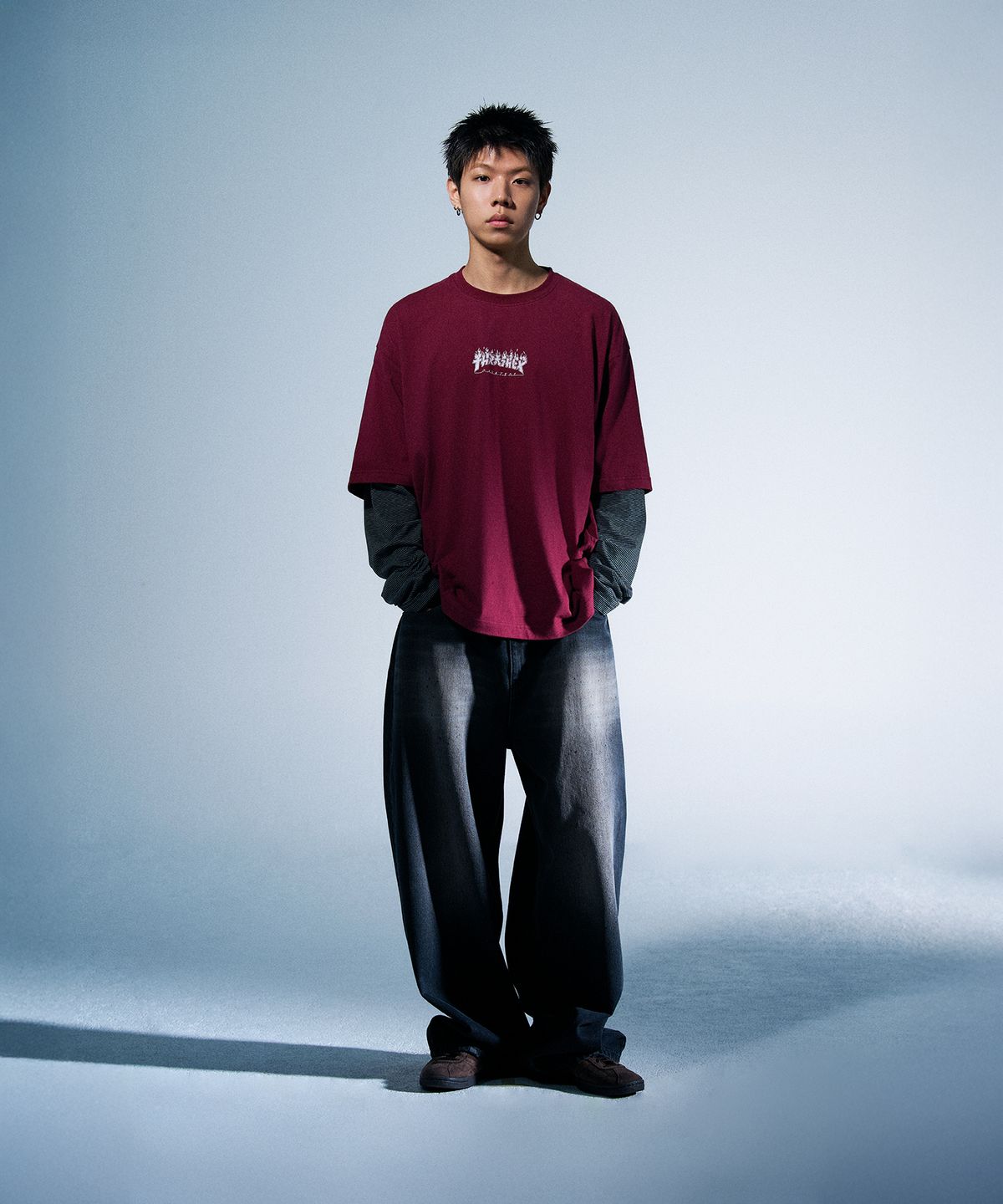 트레셔(THRASHER) 고질라 레이어드 롱슬리브 퍼플