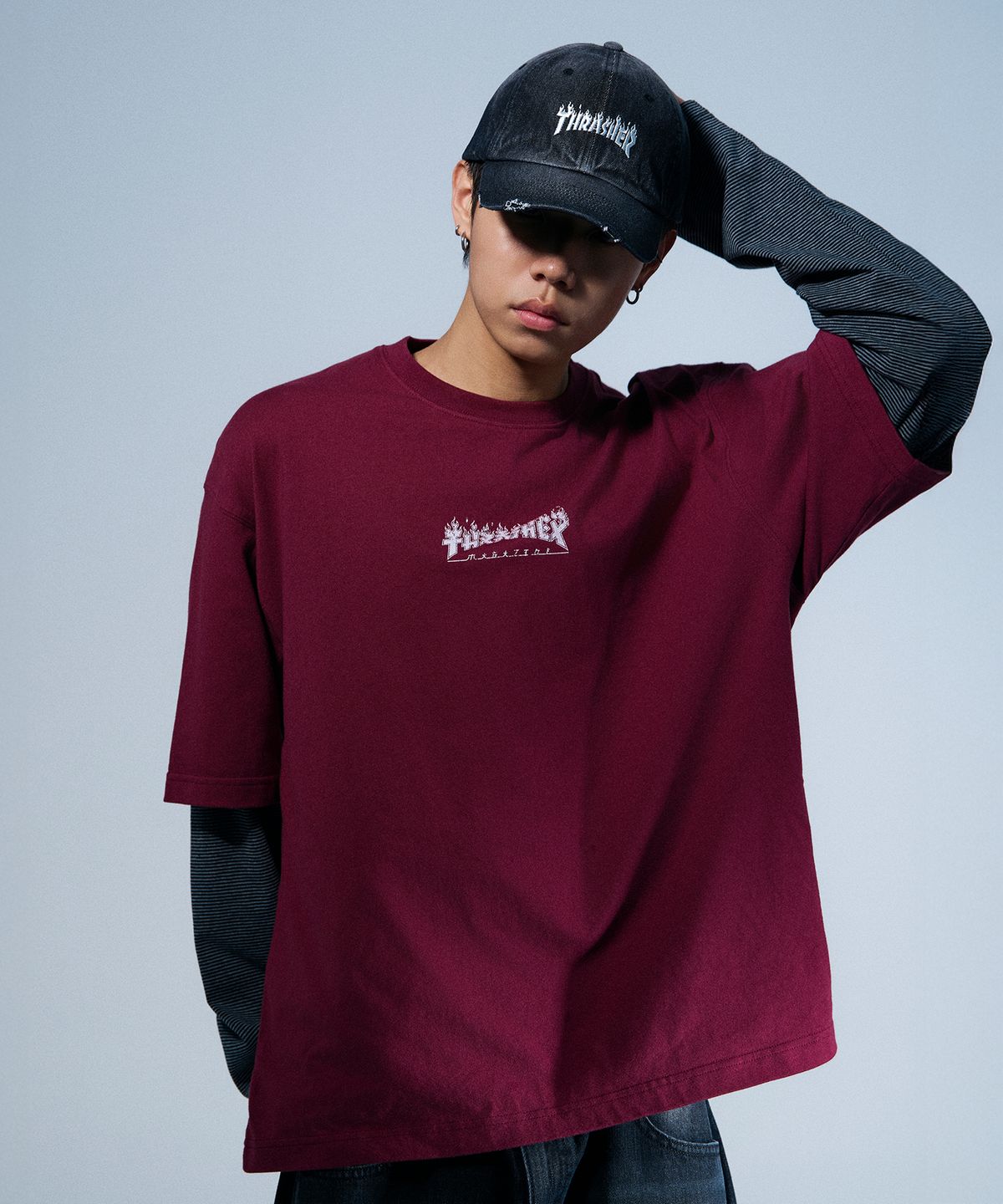 트레셔(THRASHER) 고질라 레이어드 롱슬리브 퍼플