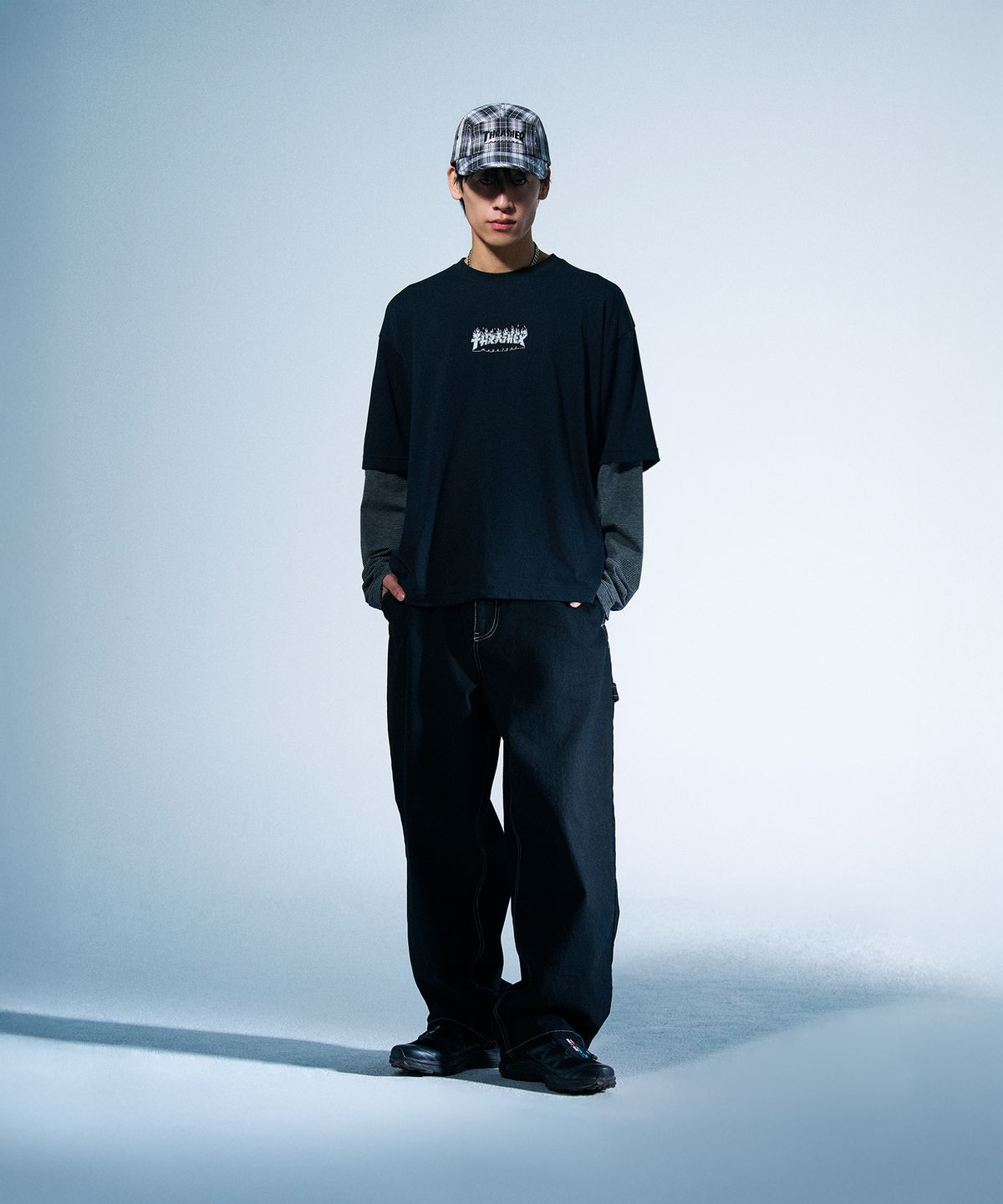 트레셔(THRASHER) 고질라 레이어드 롱슬리브 블랙