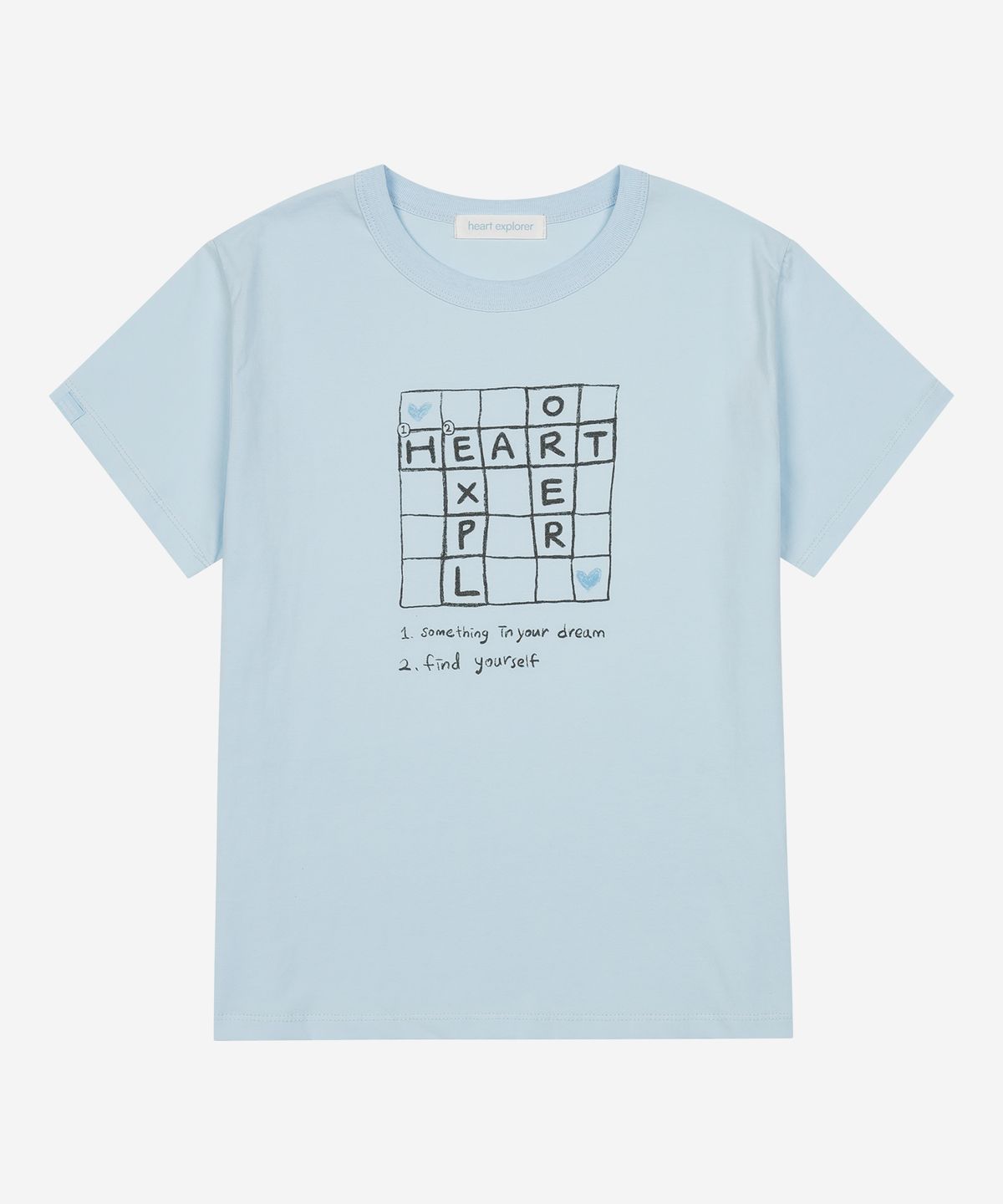 하트익스플로러(HEARTEXPLORER) Heartexplorer crossword t-shirt (skyblue)