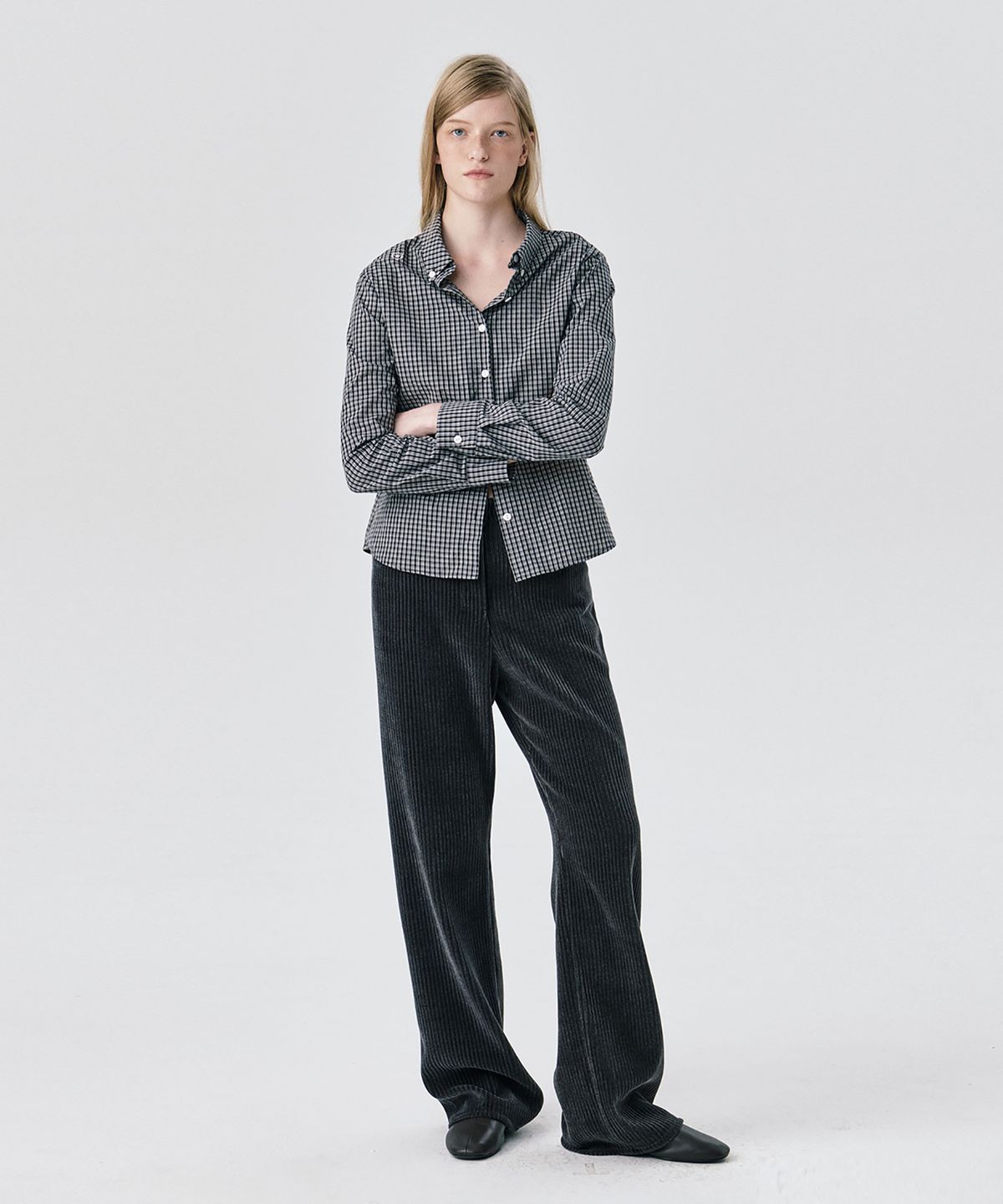 분더캄머(WNDERKAMMER) Corduroy Straight Pants_Dark Grey(코듀로이 스트레이트 팬츠_다크 그레이)