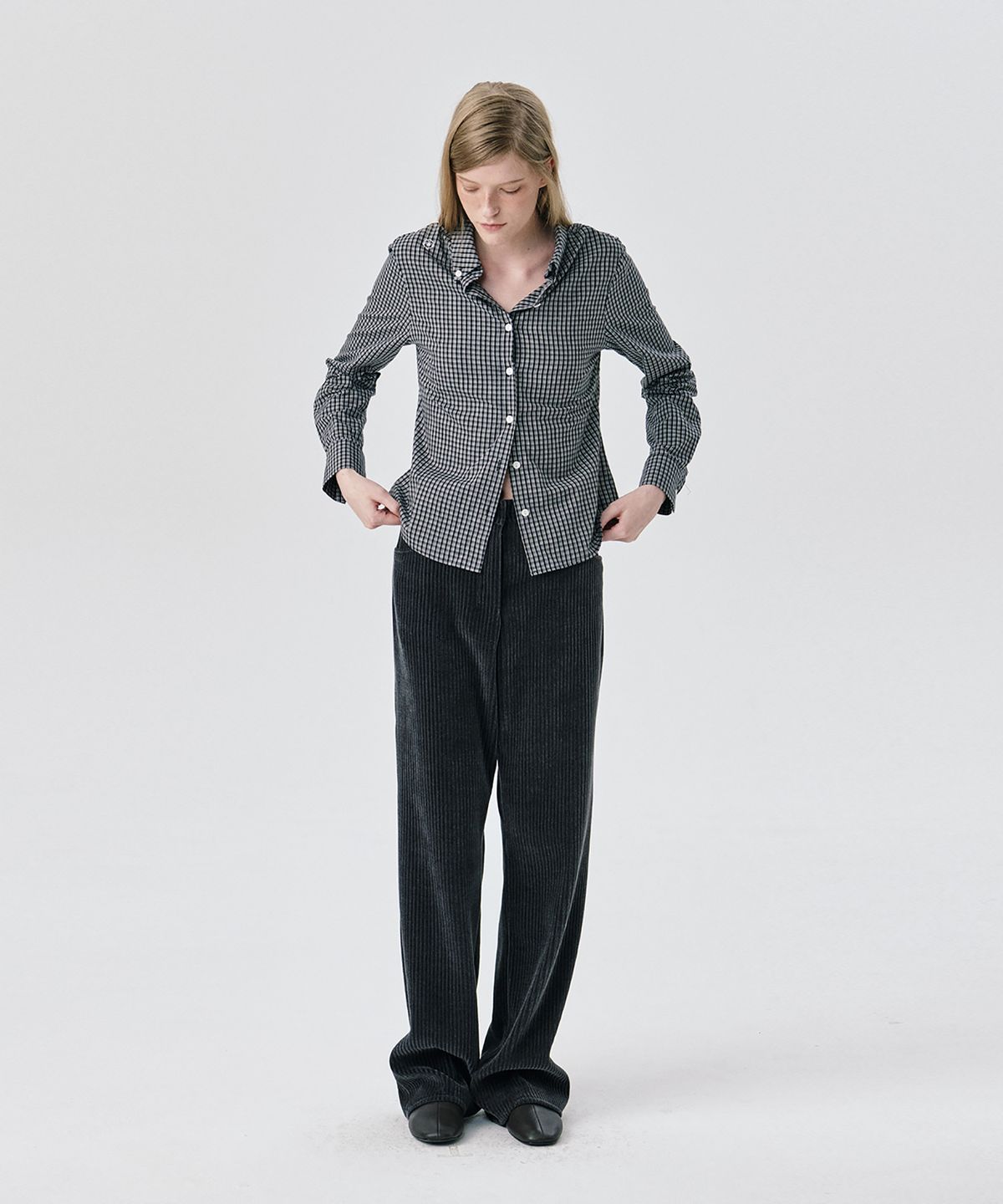 분더캄머(WNDERKAMMER) Corduroy Straight Pants_Dark Grey(코듀로이 스트레이트 팬츠_다크 그레이)