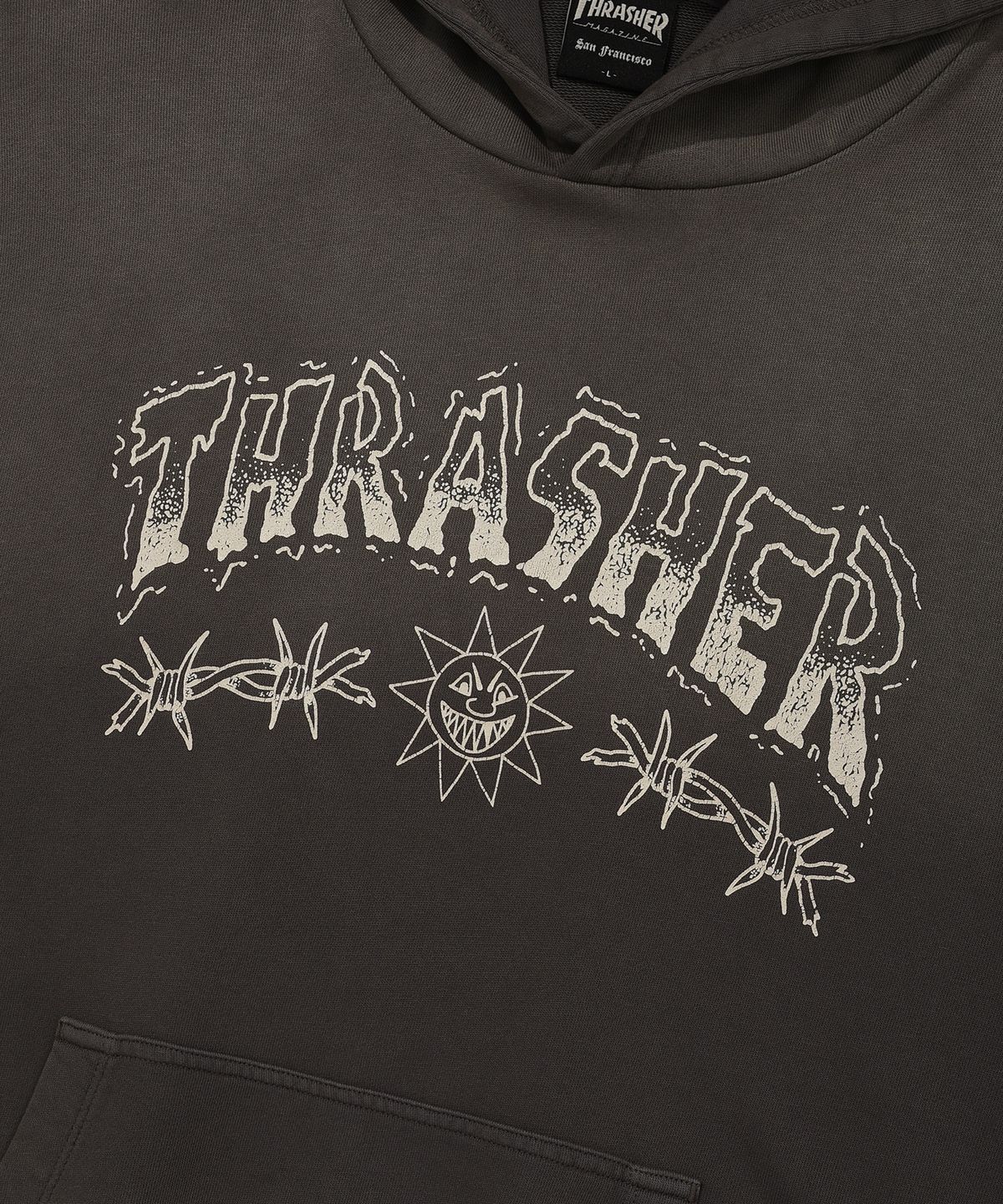 트레셔(THRASHER) 와이어 오버다잉 후디 차콜