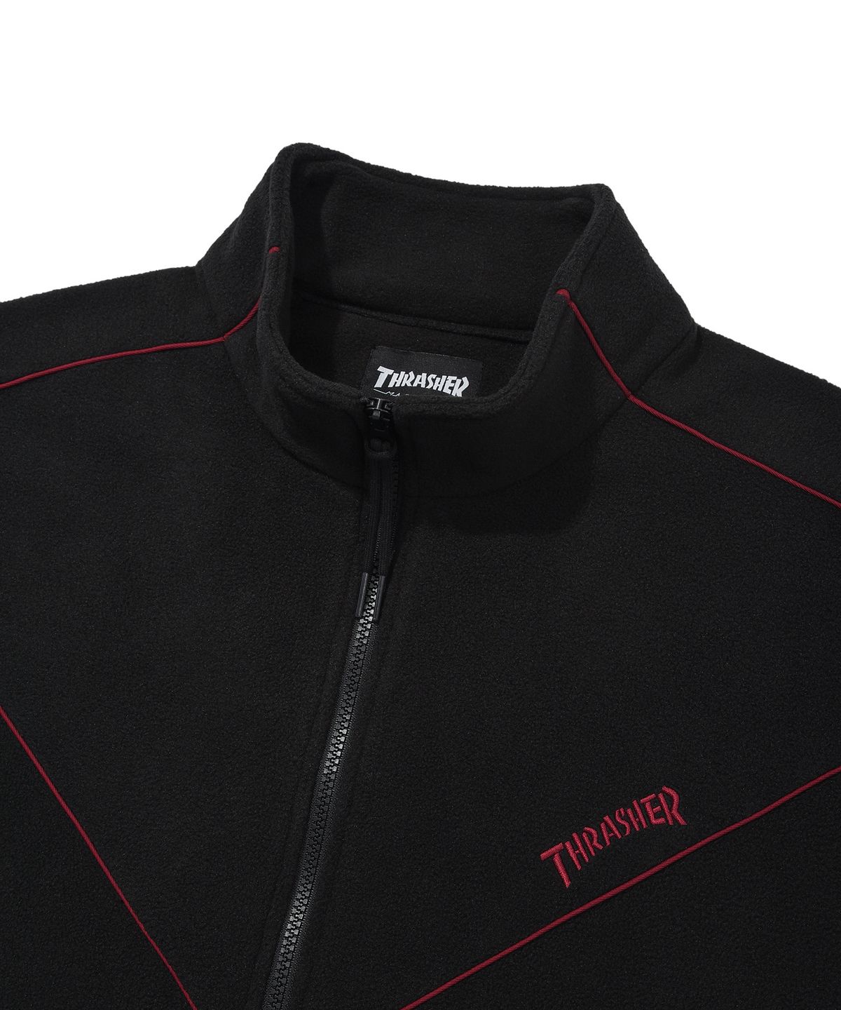 트레셔(THRASHER) 매거진 플리스 트랙 하이넥 집업 블랙
