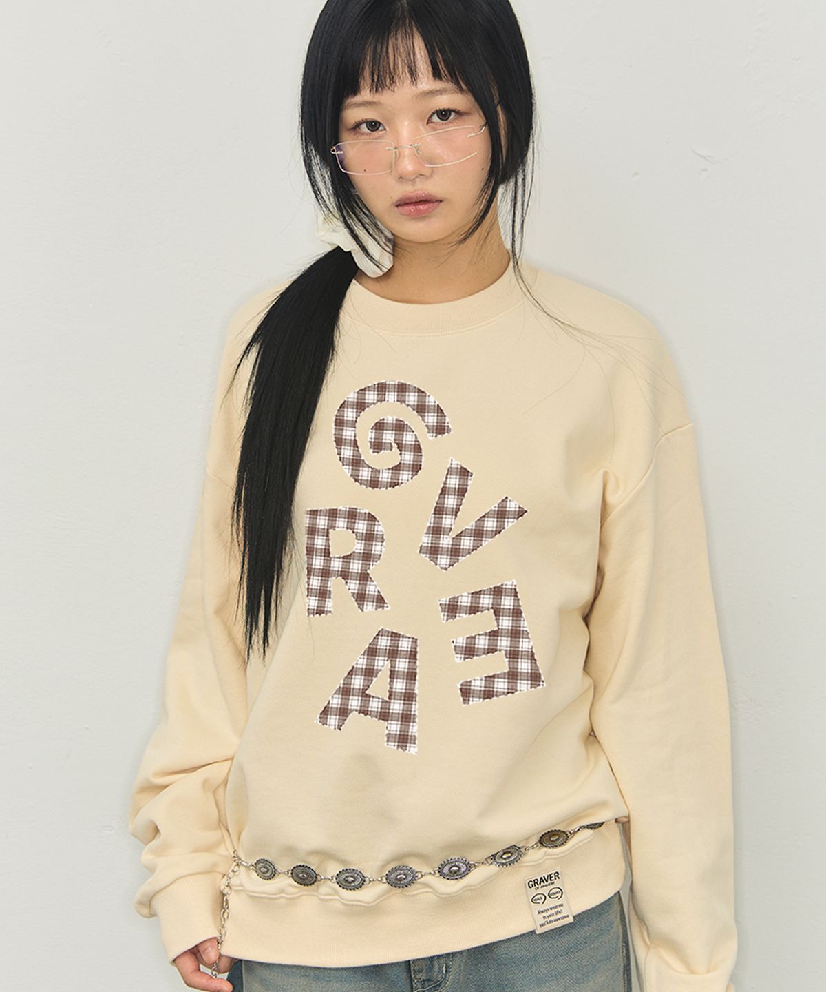 그레이버(GRAVER) [UNISEX]G CHECK 맨투맨_2color