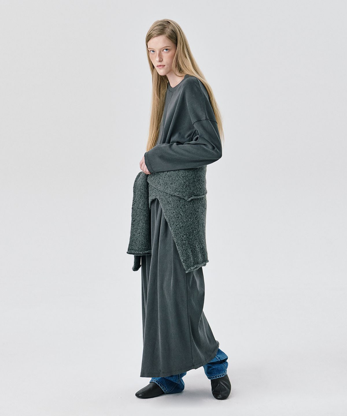 분더캄머(WNDERKAMMER) 25 Jersey Long Dress_Dark Grey(25 저지 롱 드레스_다크 그레이)