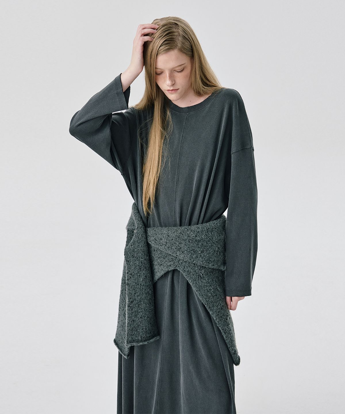 분더캄머(WNDERKAMMER) 25 Jersey Long Dress_Dark Grey(25 저지 롱 드레스_다크 그레이)