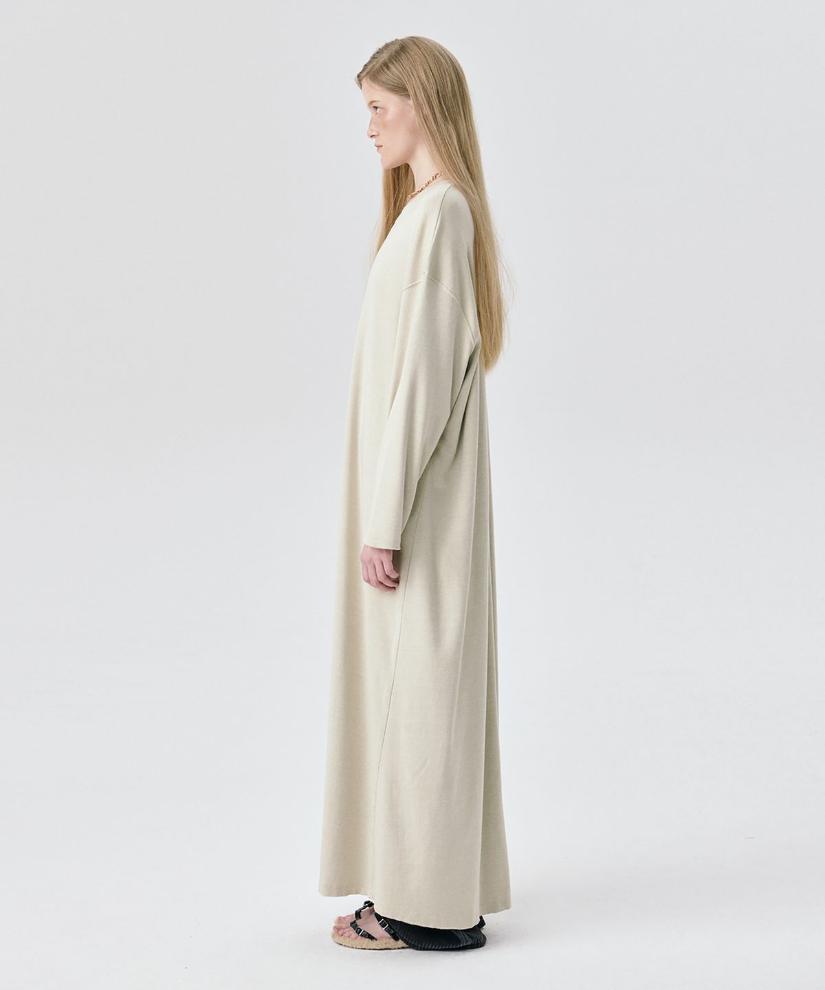 분더캄머(WNDERKAMMER) 25 Jersey Long Dress_Light Khaki(25 저지 롱 드레스_라이트 카키)