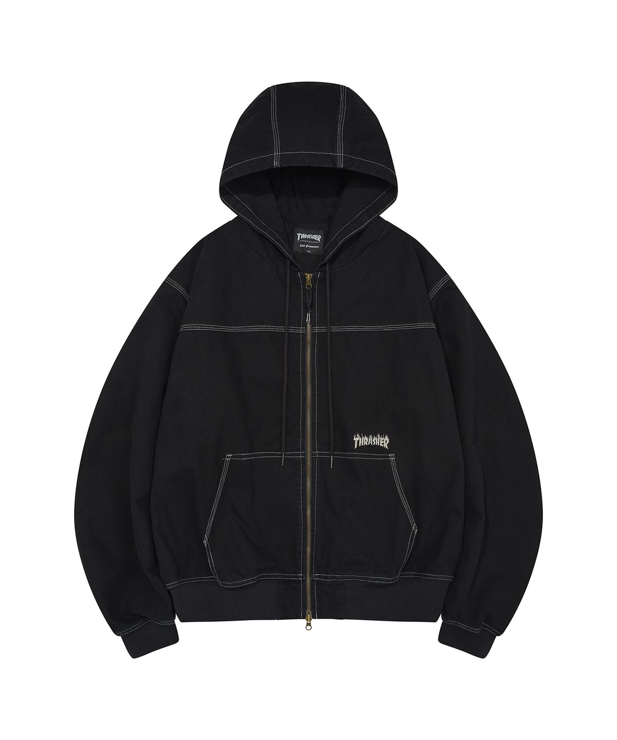 트레셔(THRASHER) 플레임 스티치 워크자켓 블랙