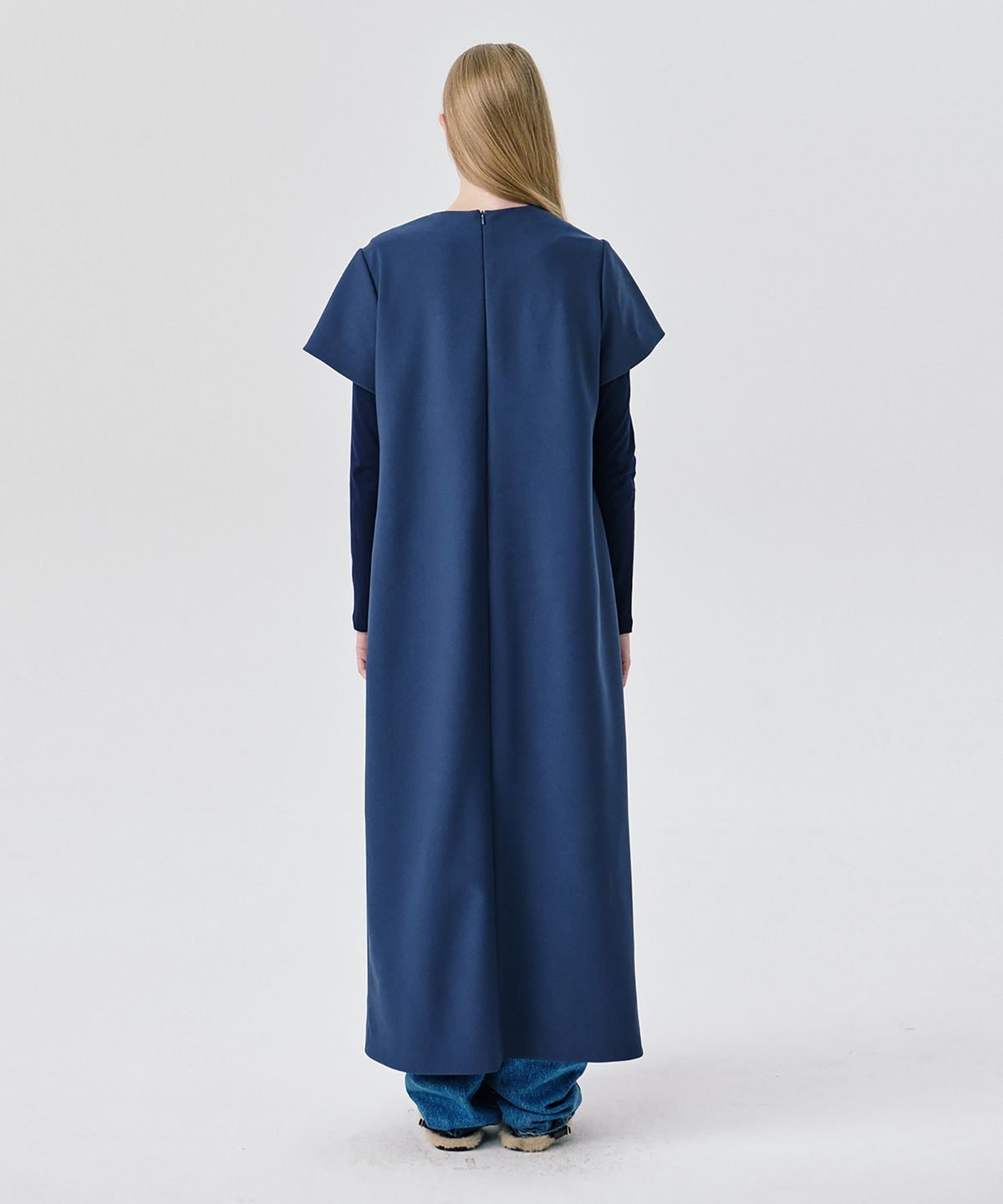 분더캄머(WNDERKAMMER) Short Sleeve Ponte Dress_Smoke Blue(반팔 분또 드레스_스모크 블루)