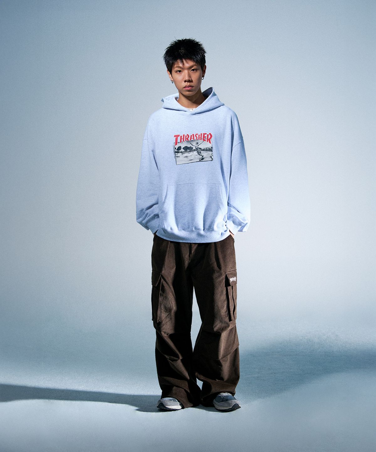 트레셔(THRASHER) 플레임 코듀로이 카고팬츠 브라운