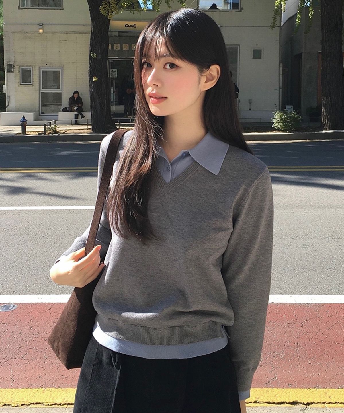 마인드브릿지 우먼(MIND BRIDGE WOMEN) [W]카라 배색 니트 - 2color