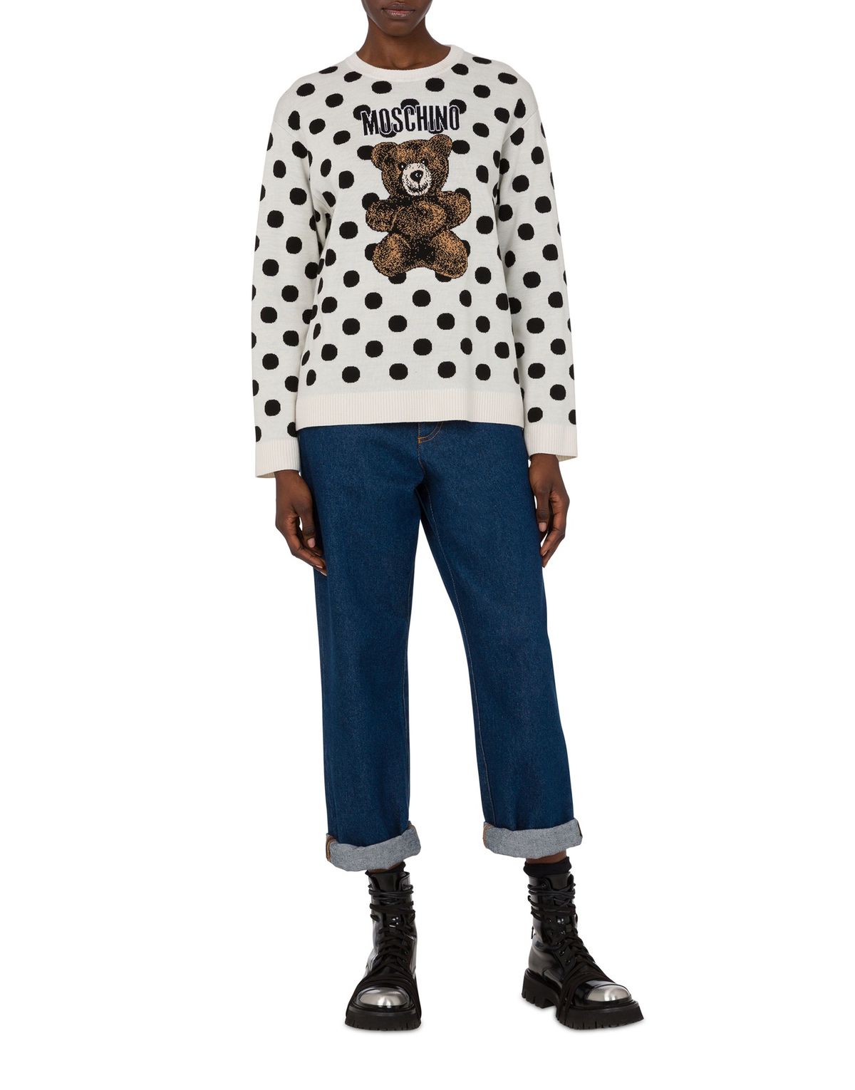 모스키노(MOSCHINO) 테디베어 도트 코튼 스웻셔츠