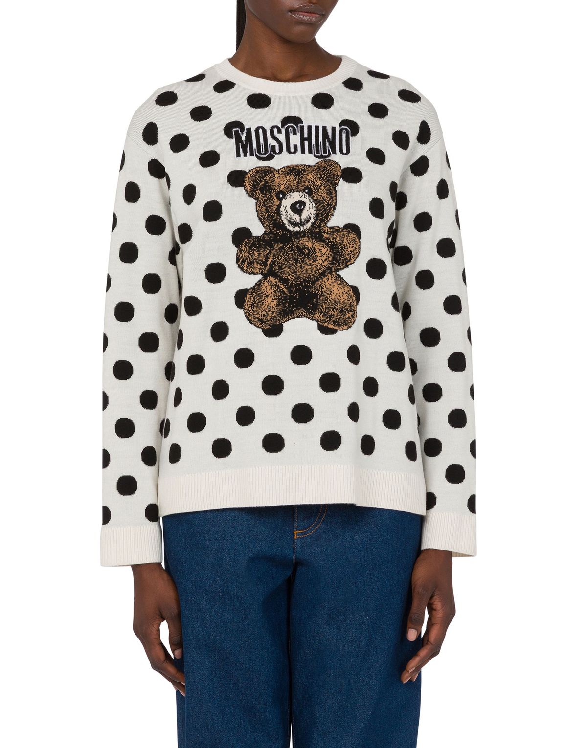 모스키노(MOSCHINO) 테디베어 도트 코튼 스웻셔츠