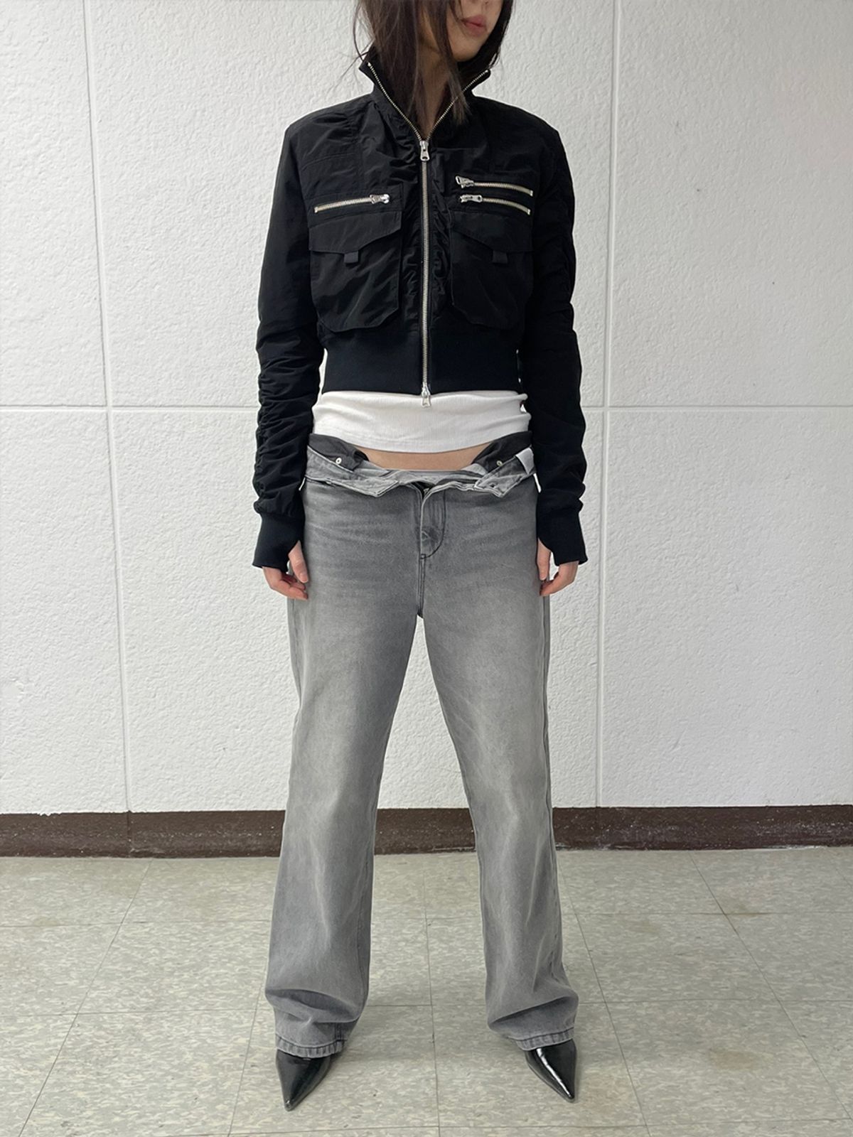 리게(RIGHE) SHIRRING JACKET BLACK