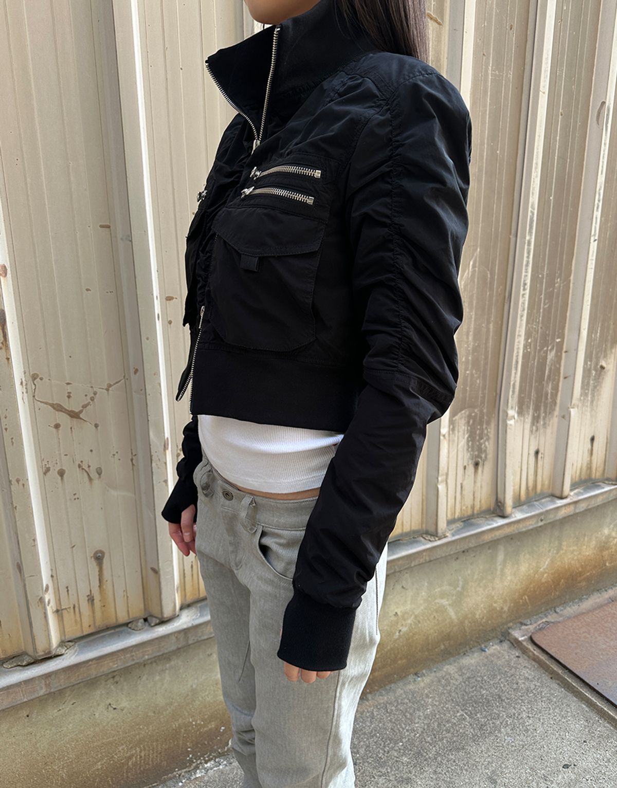 리게(RIGHE) SHIRRING JACKET BLACK