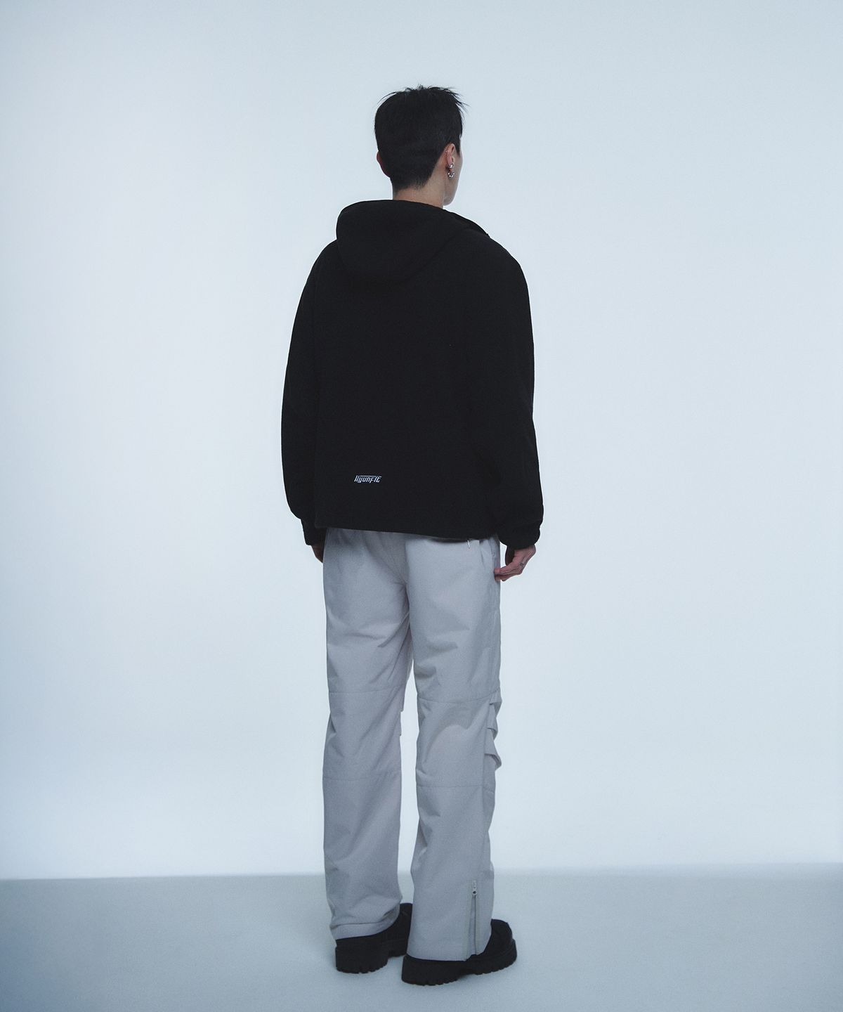 현피트(HYUNFIT) BALACLAVA HALF ZIP-UP HOODED-[BLACK]