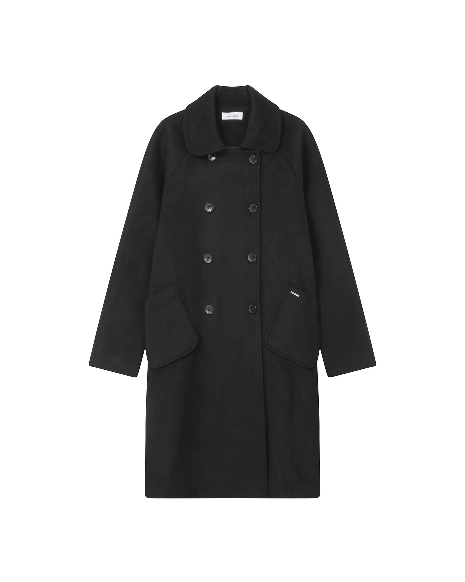 MUSINSA | MISEKI SEOUL Double button long coat BLACK