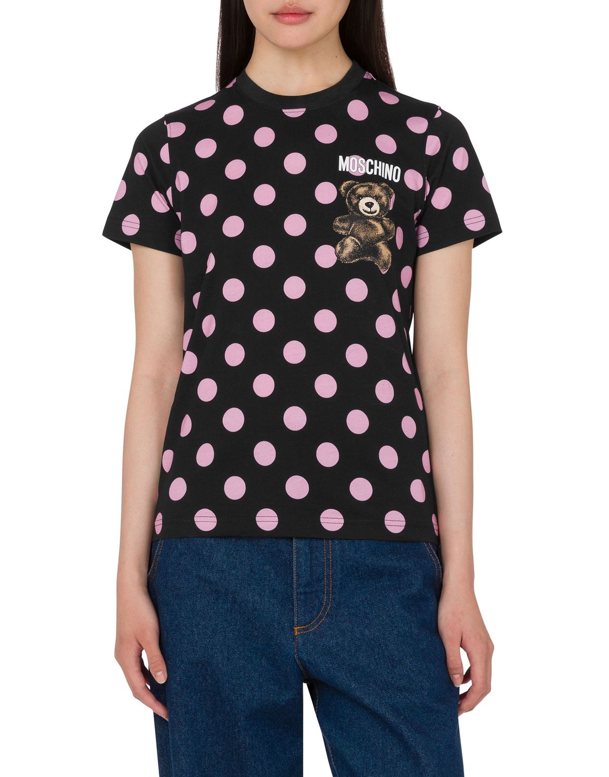 모스키노(MOSCHINO) 테디베어 스몰 도트 코튼 반팔티셔츠