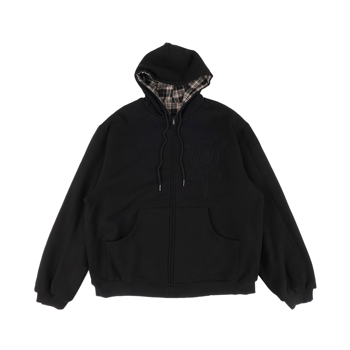 이알티알(ERTR) Reversible Check Hoodie Zip-Up Black