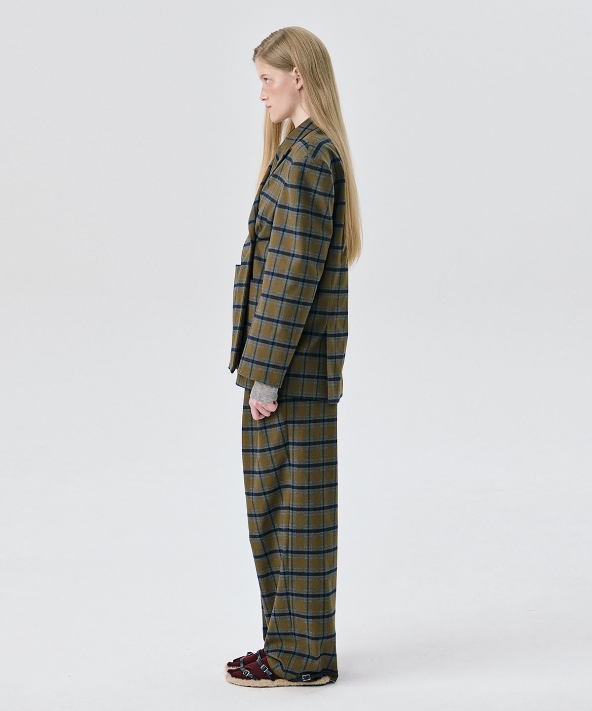 분더캄머(WNDERKAMMER) Check 2-way Jacket_Khaki(체크 2웨이 재킷_카키)