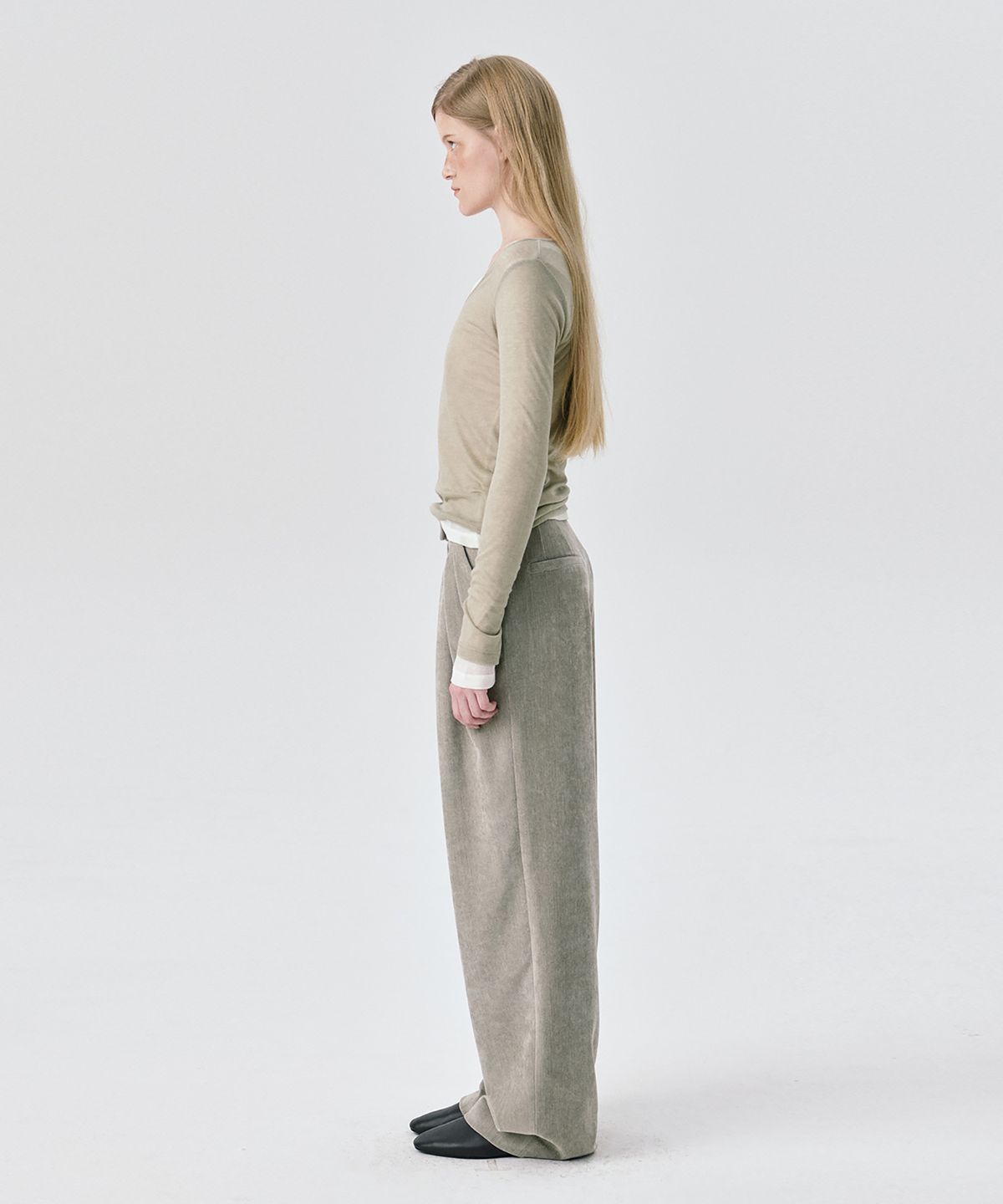 분더캄머(WNDERKAMMER) Steady Wide Tuck Pants_Grey(스테디 와이드 턱 팬츠_그레이)