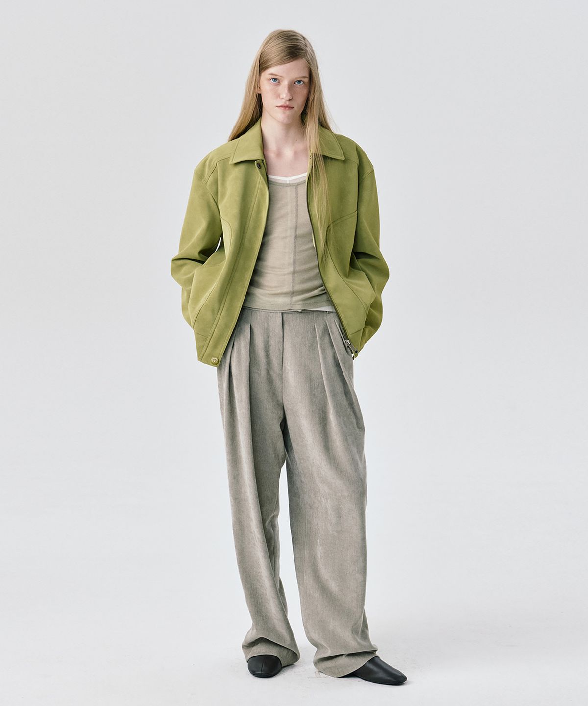 분더캄머(WNDERKAMMER) Steady Wide Tuck Pants_Grey(스테디 와이드 턱 팬츠_그레이)