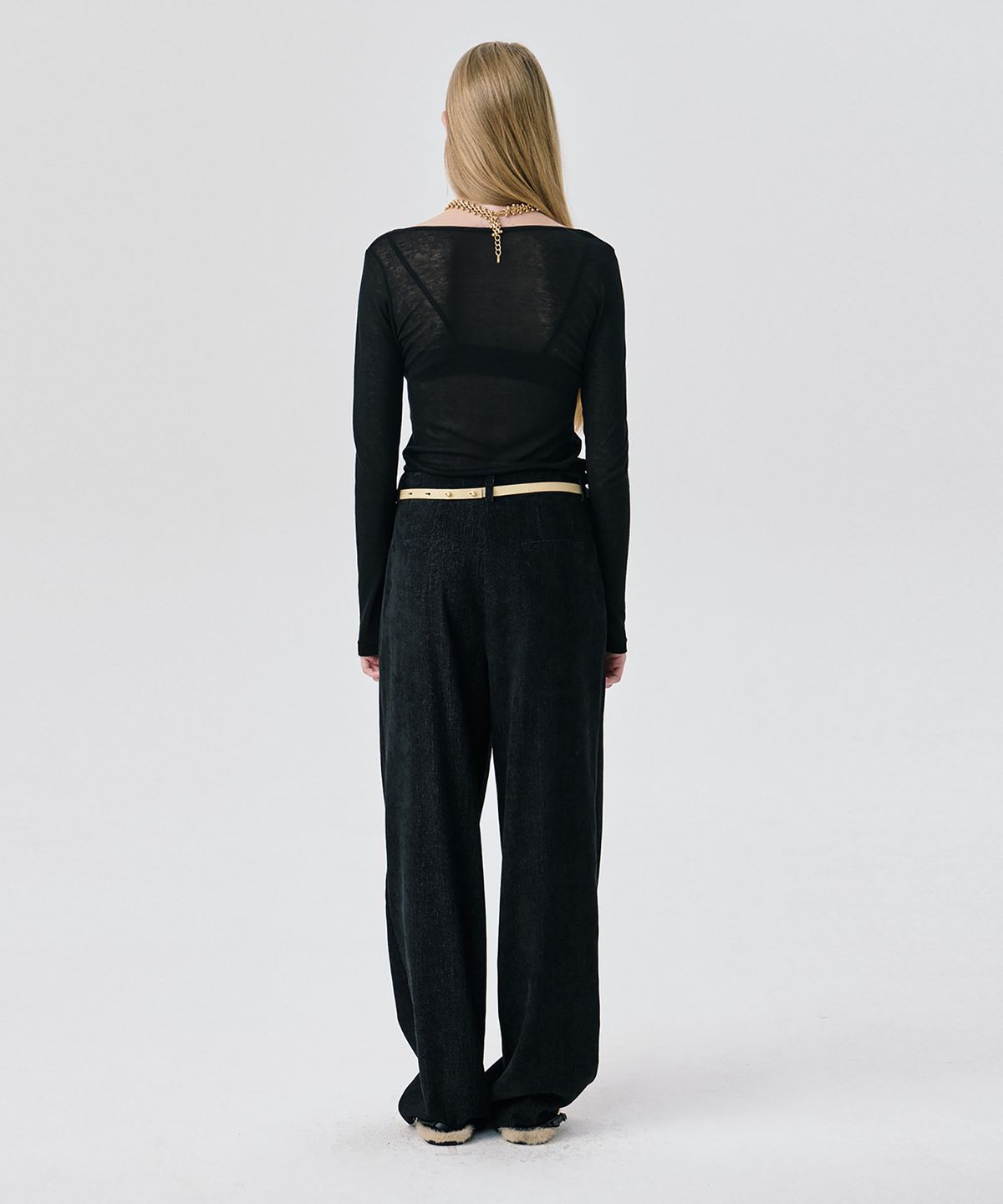 분더캄머(WNDERKAMMER) Steady Wide Tuck Pants_Black(스테디 와이드 턱 팬츠_블랙)