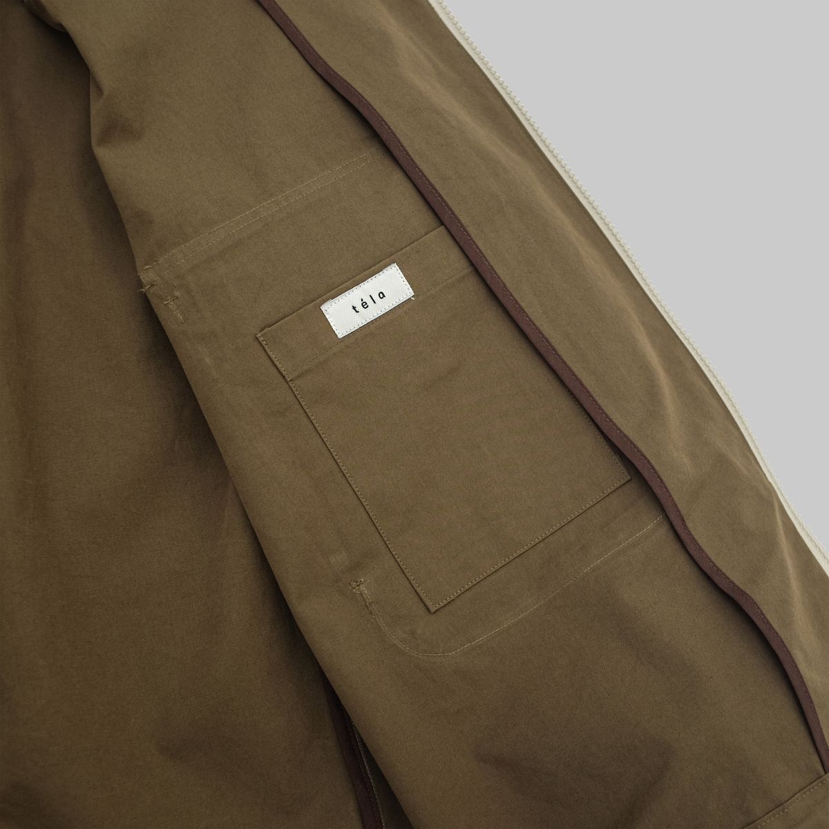 뗄라(TELA) Olive Khaki Cotton Zip Multi Pocket Jacket