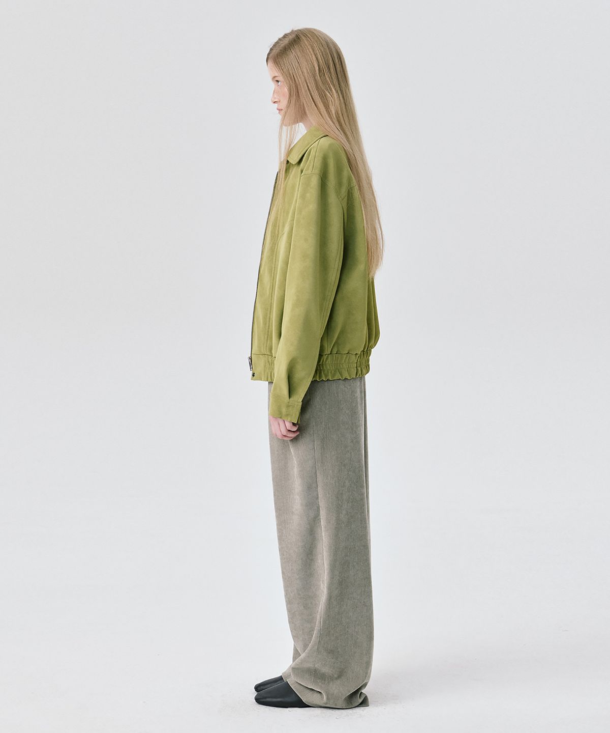 분더캄머(WNDERKAMMER) Soft Suede Seam Jumper_Olive (소프트 스웨이드 솔기 점퍼_올리브)