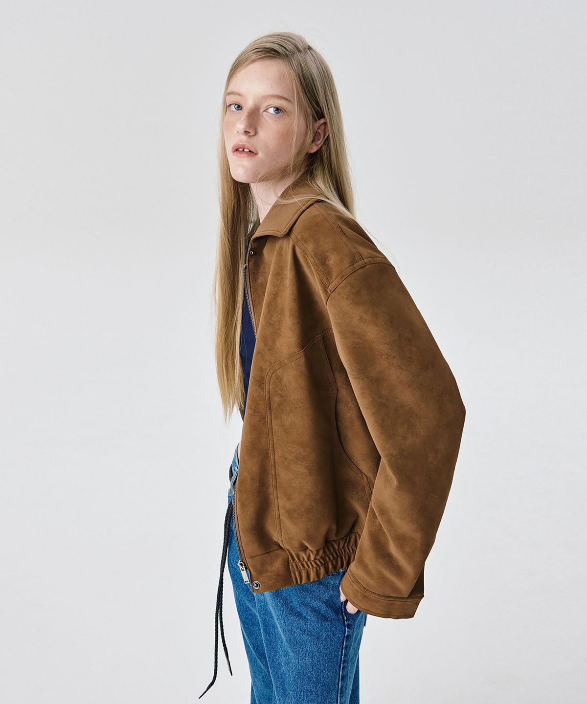 분더캄머(WNDERKAMMER) Soft Suede Seam Jumper_Brown(소프트 스웨이드 솔기 점퍼_브라운)