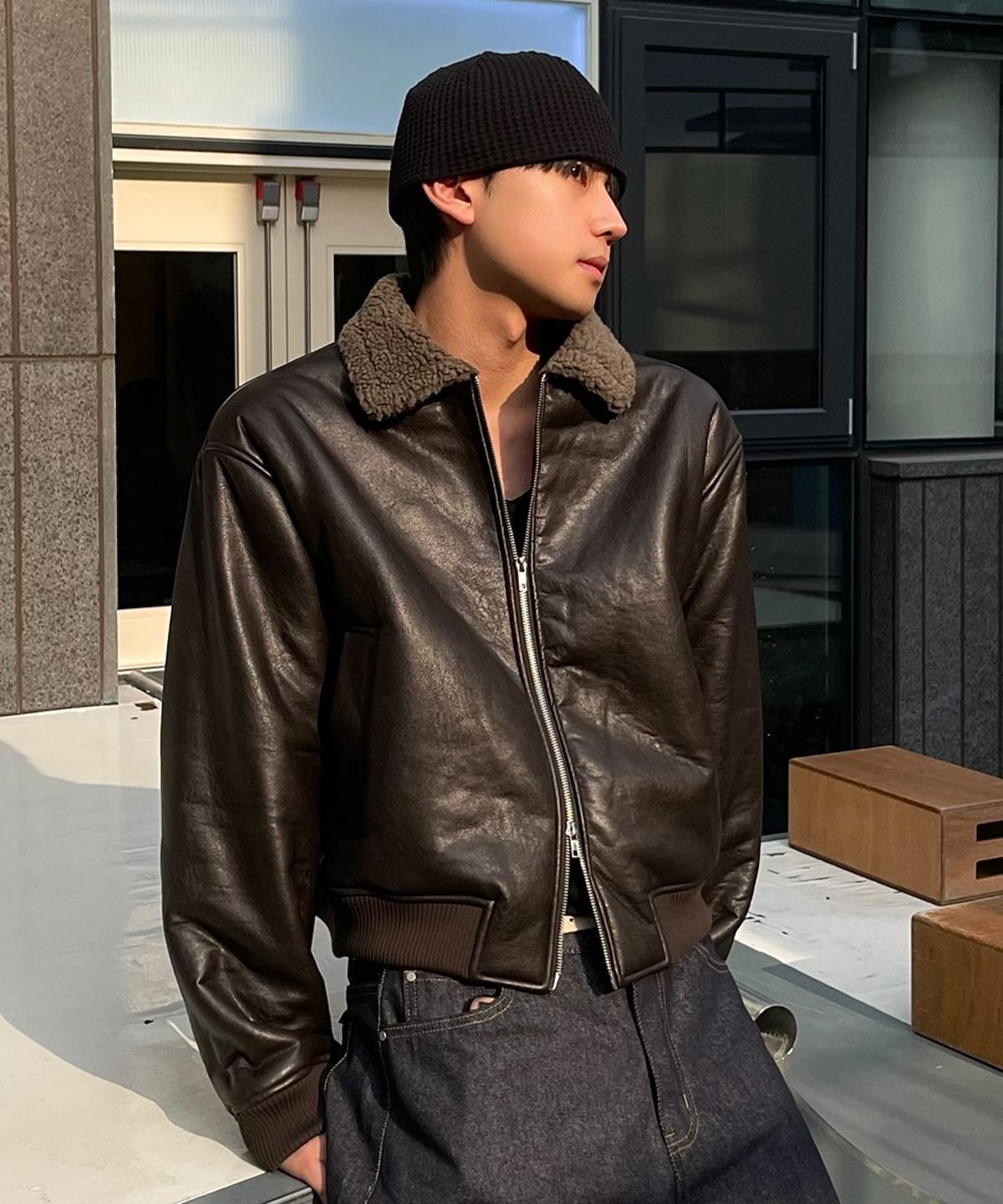 굿라이프웍스(GLW) 빈티지 무스탕 봄버 브라운