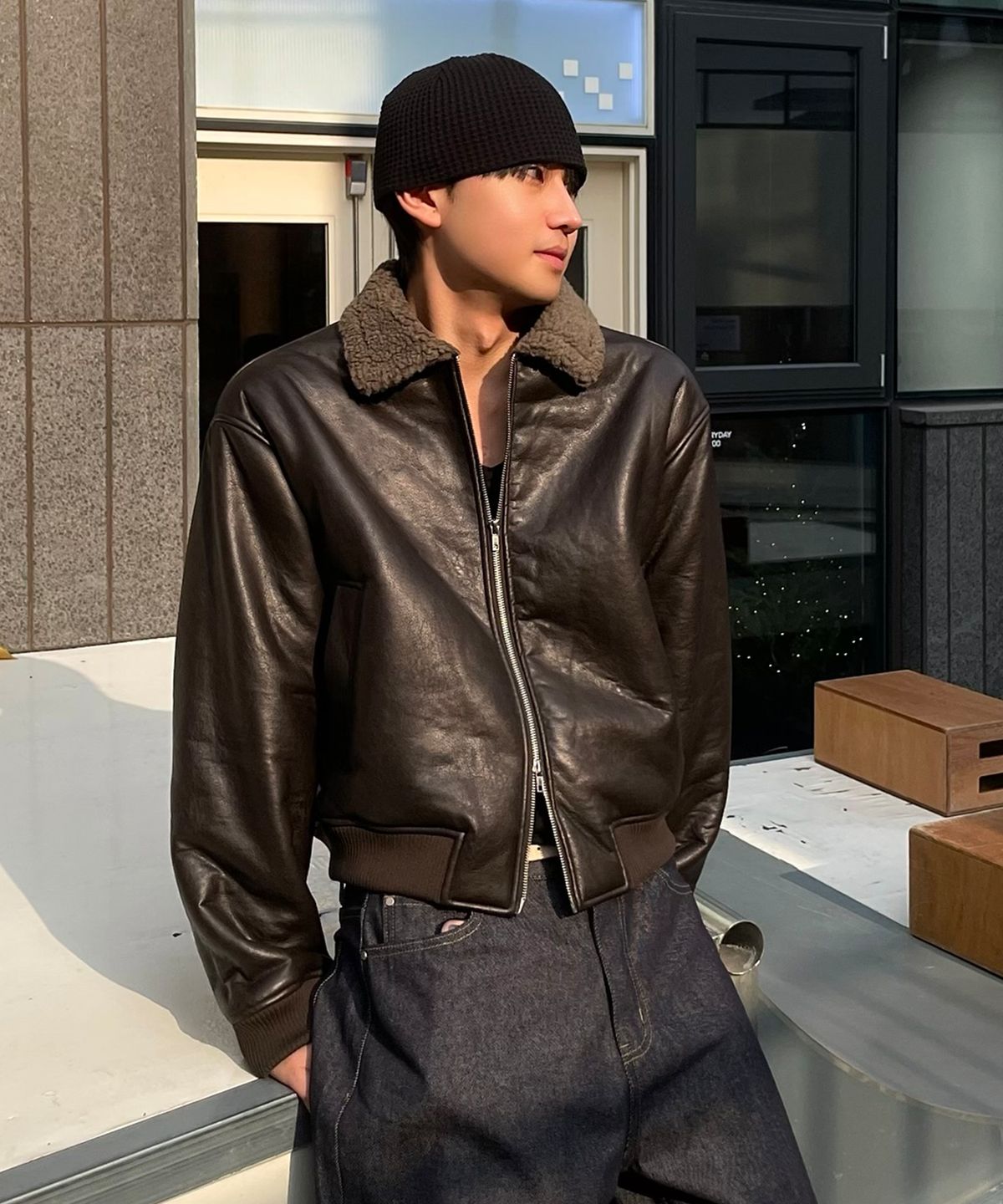 굿라이프웍스(GLW) 빈티지 무스탕 봄버 브라운