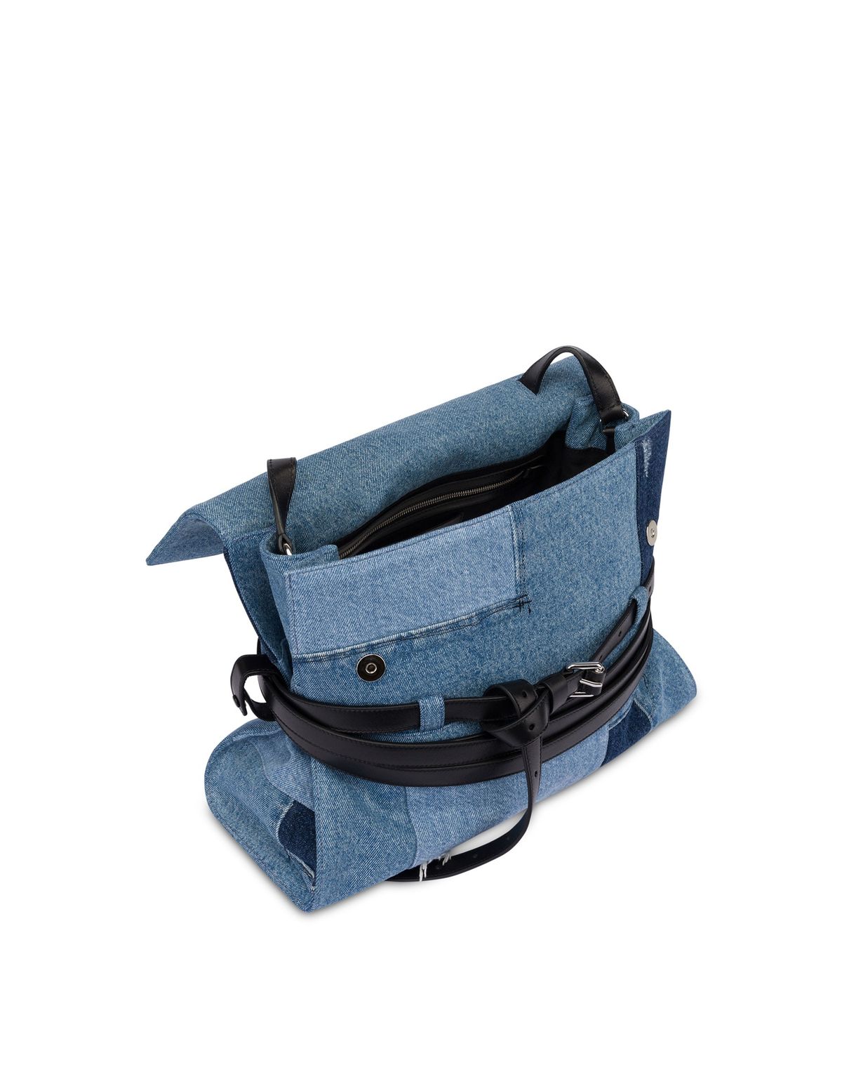 모스키노(MOSCHINO) 타이 미 데님 패치워크 미디엄 핸드백 DENIM