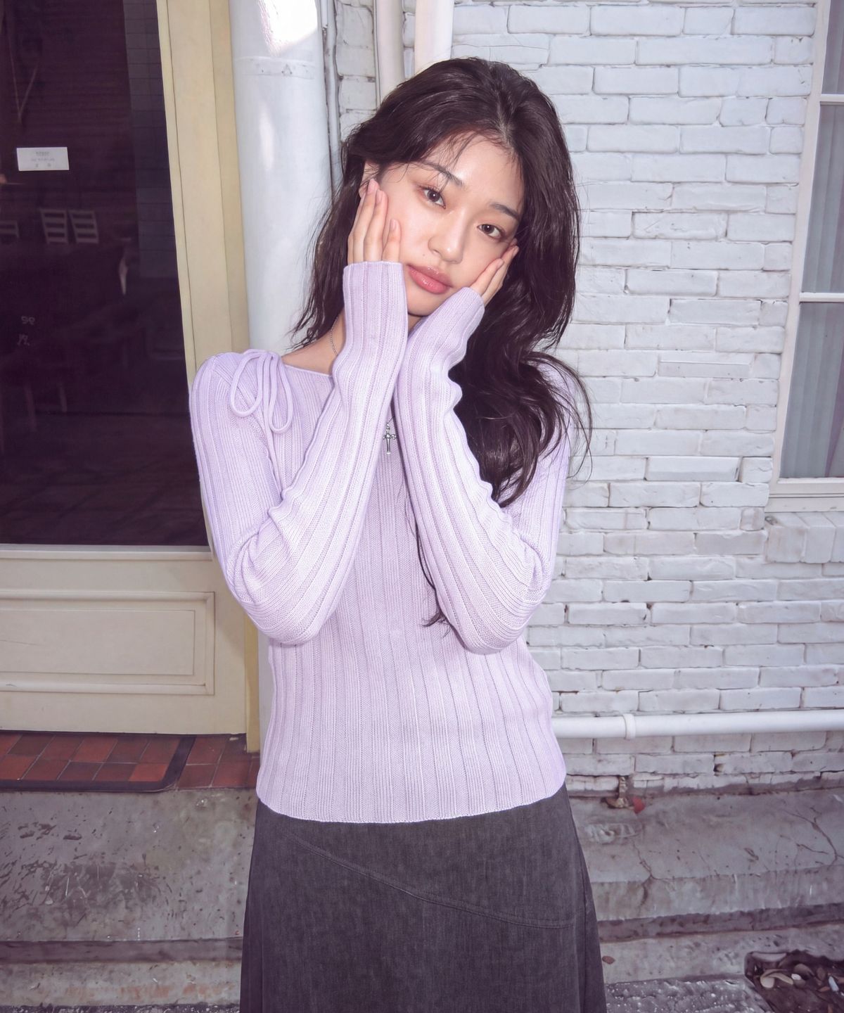 쿨키튼(KOOLKITTEN) 숄더 스트랩 골지 니트 4colors