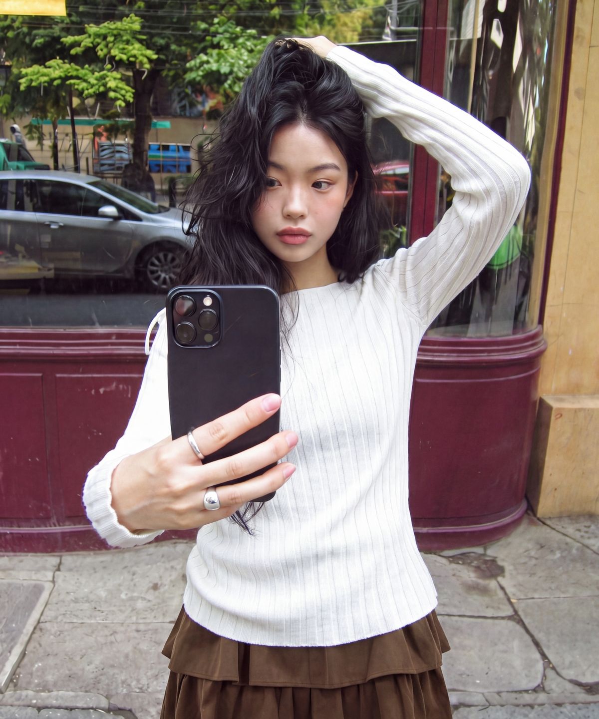 쿨키튼(KOOLKITTEN) 숄더 스트랩 골지 니트 4colors