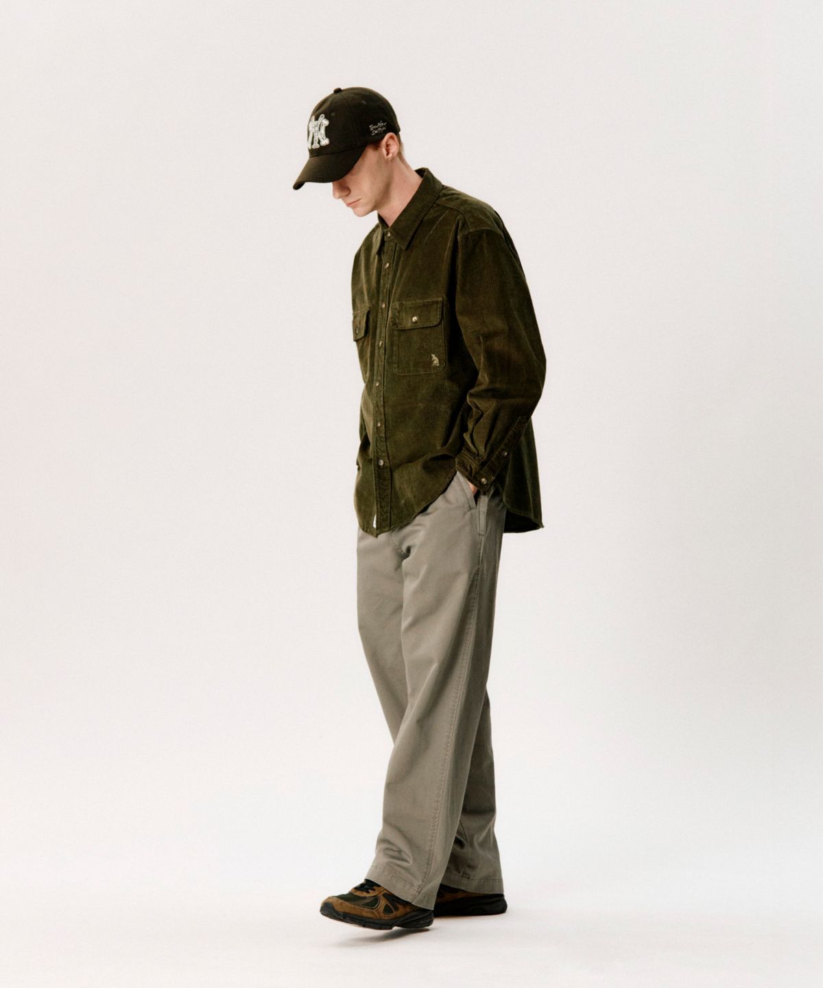 에스피오나지(ESPIONAGE) NY Skeletons Wool Ball Cap Dark Olive