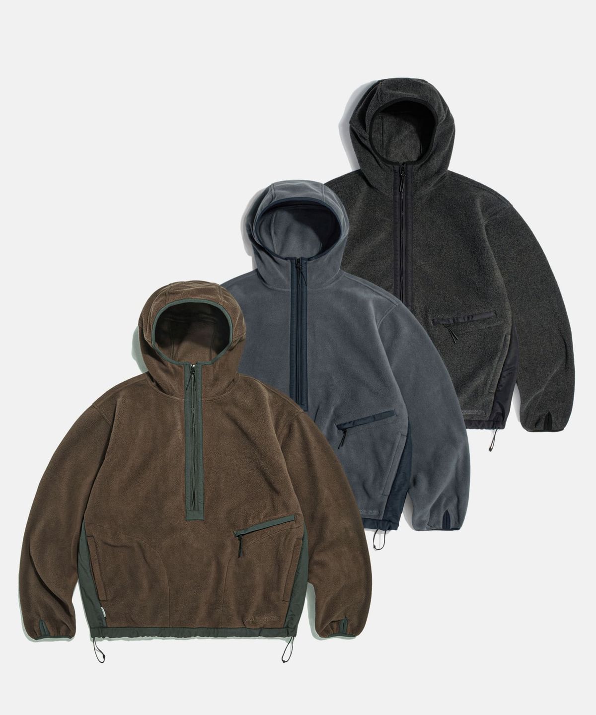 에스피오나지(ESPIONAGE) Expl. Fleece Pullover Anorak Dark Grey