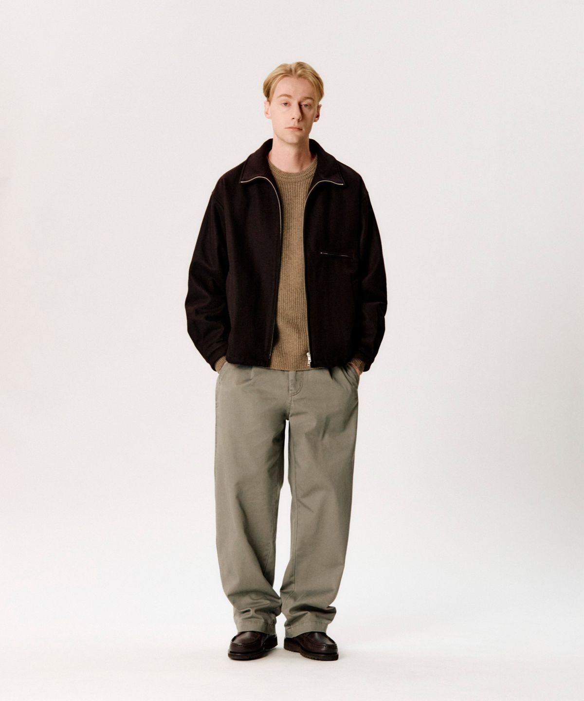 에스피오나지(ESPIONAGE) Wool Blend Track Blouson Dark Brown