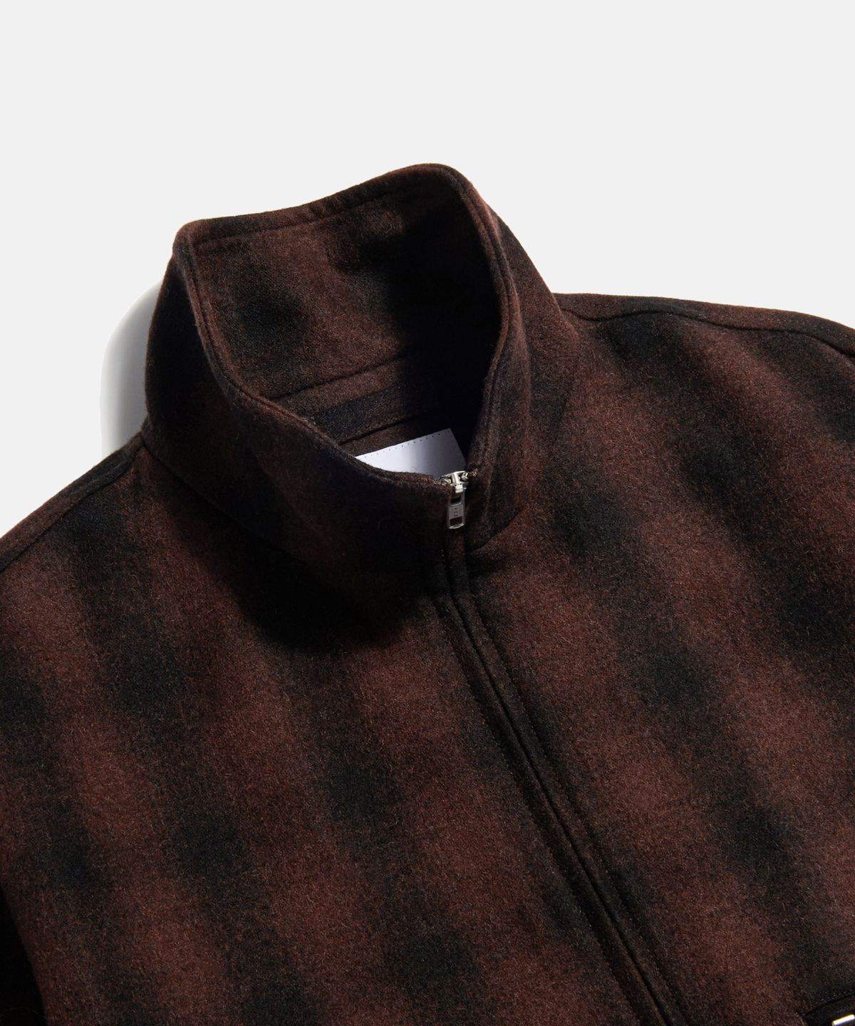 에스피오나지(ESPIONAGE) Wool Blend Plaid Track Blouson Brown