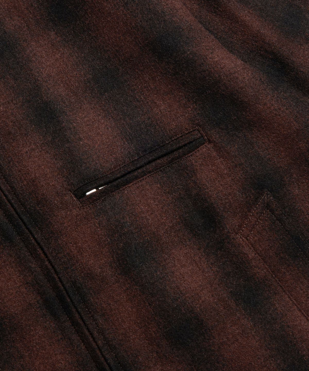 에스피오나지(ESPIONAGE) Wool Blend Plaid Track Blouson Brown