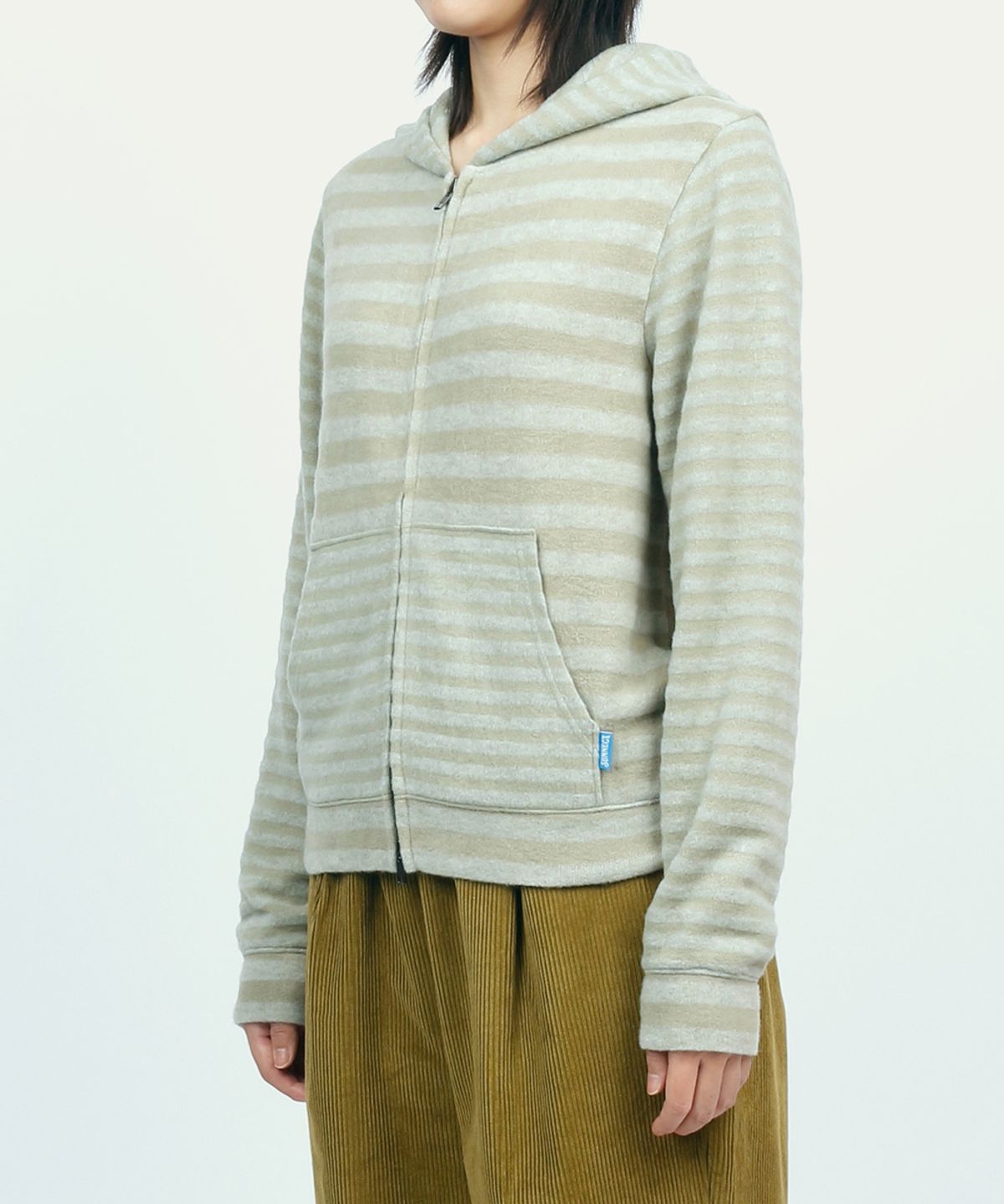 써넥트(SUNNECT) Striped Knit Zip Hoodie - Sage