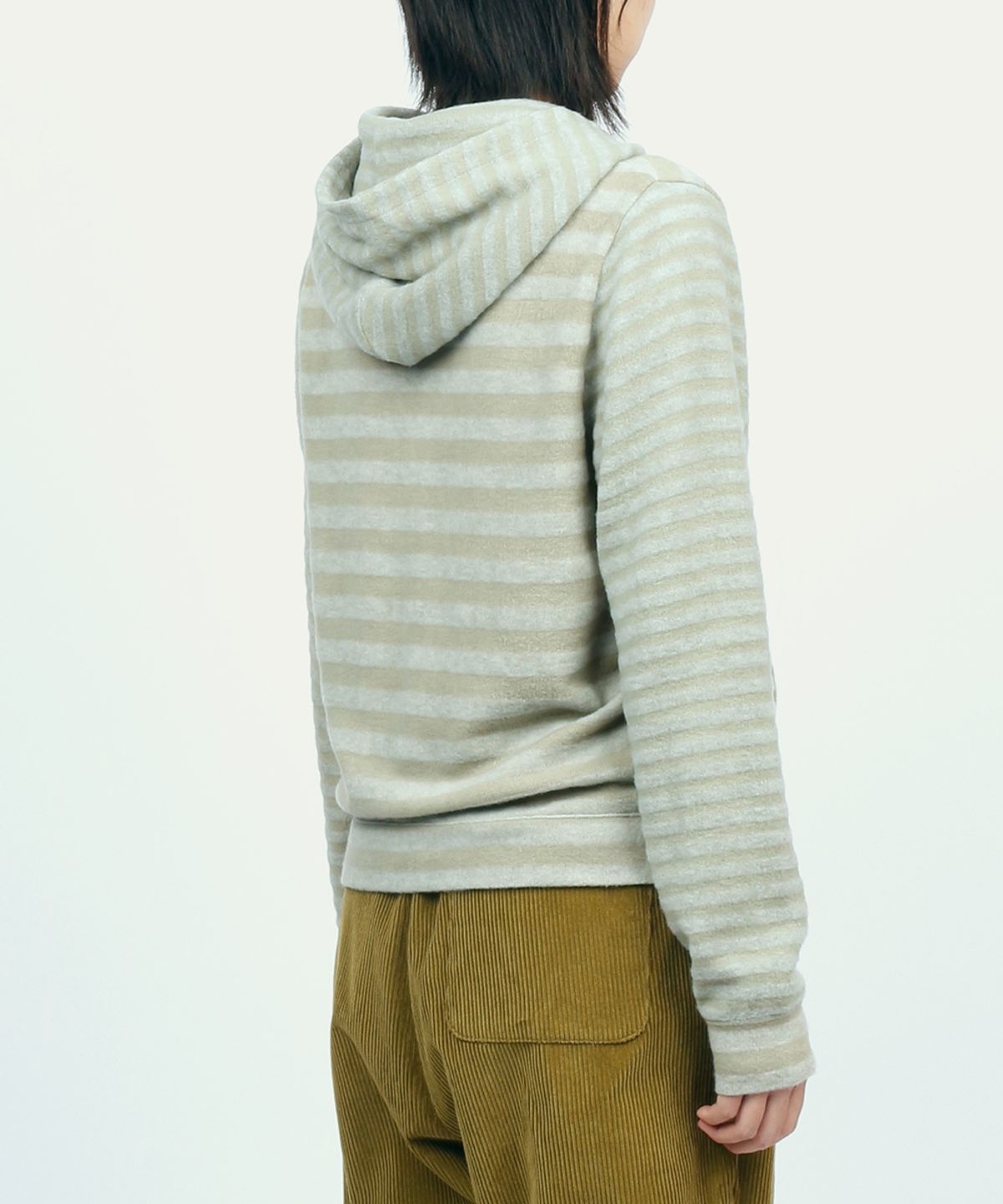 써넥트(SUNNECT) Striped Knit Zip Hoodie - Sage