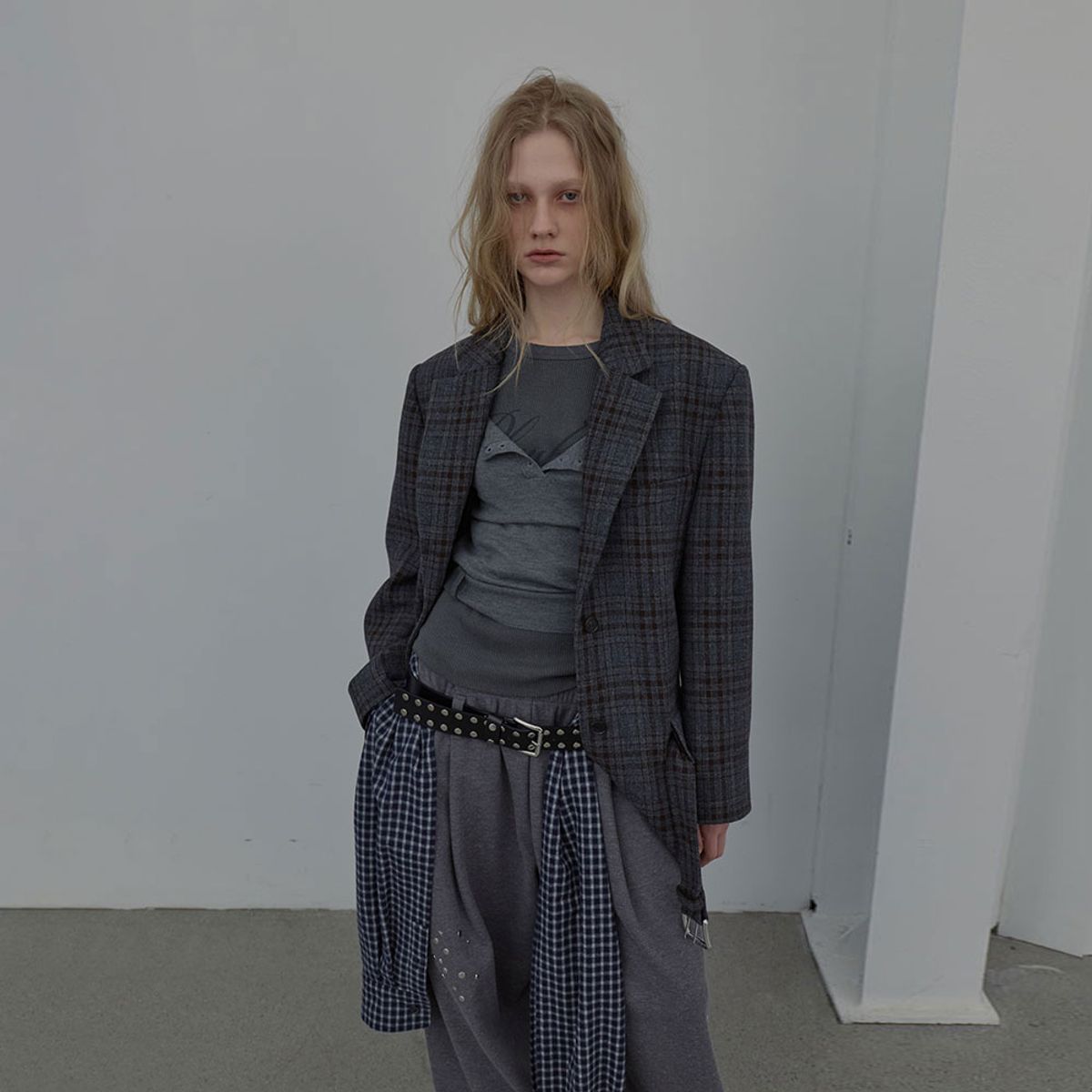 엘씨디씨티엠(LCDC™) OVERSIZED TAILORED JACKET_CHECKED (BROWN)