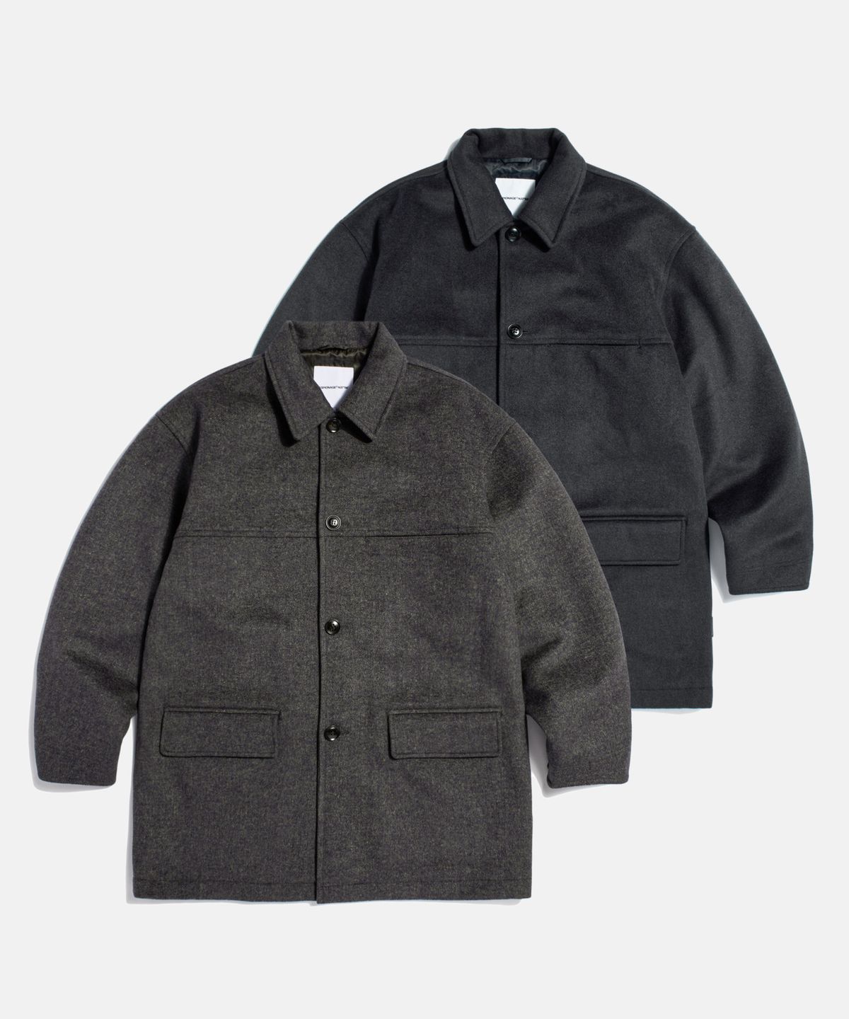 에스피오나지(ESPIONAGE) Wool Blend Car Coat Charcoal
